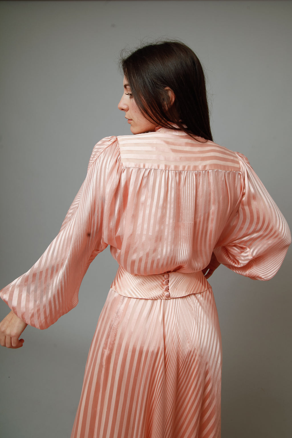 1970 Pink Striped Silk Ensemble