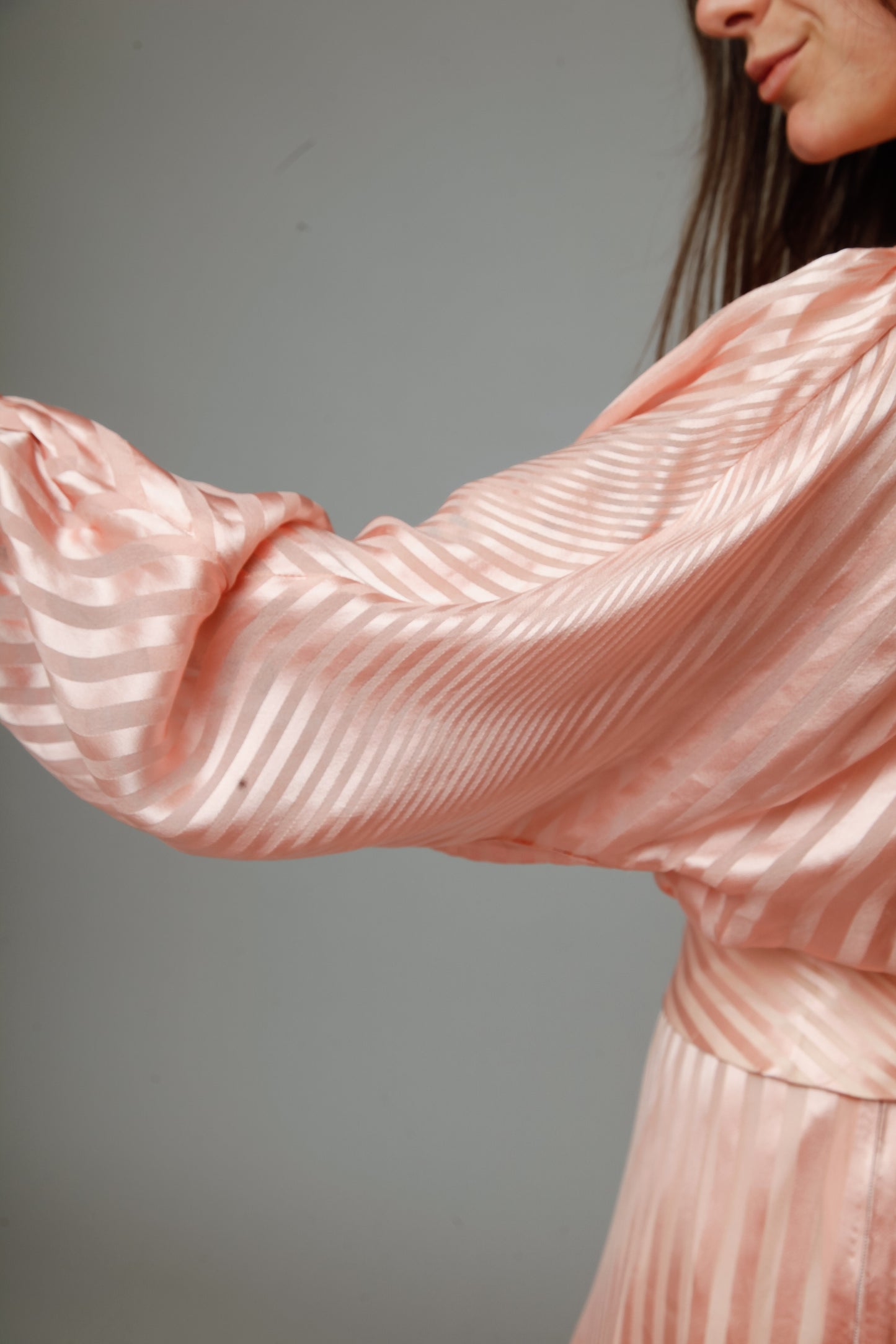 1970 Pink Striped Silk Ensemble