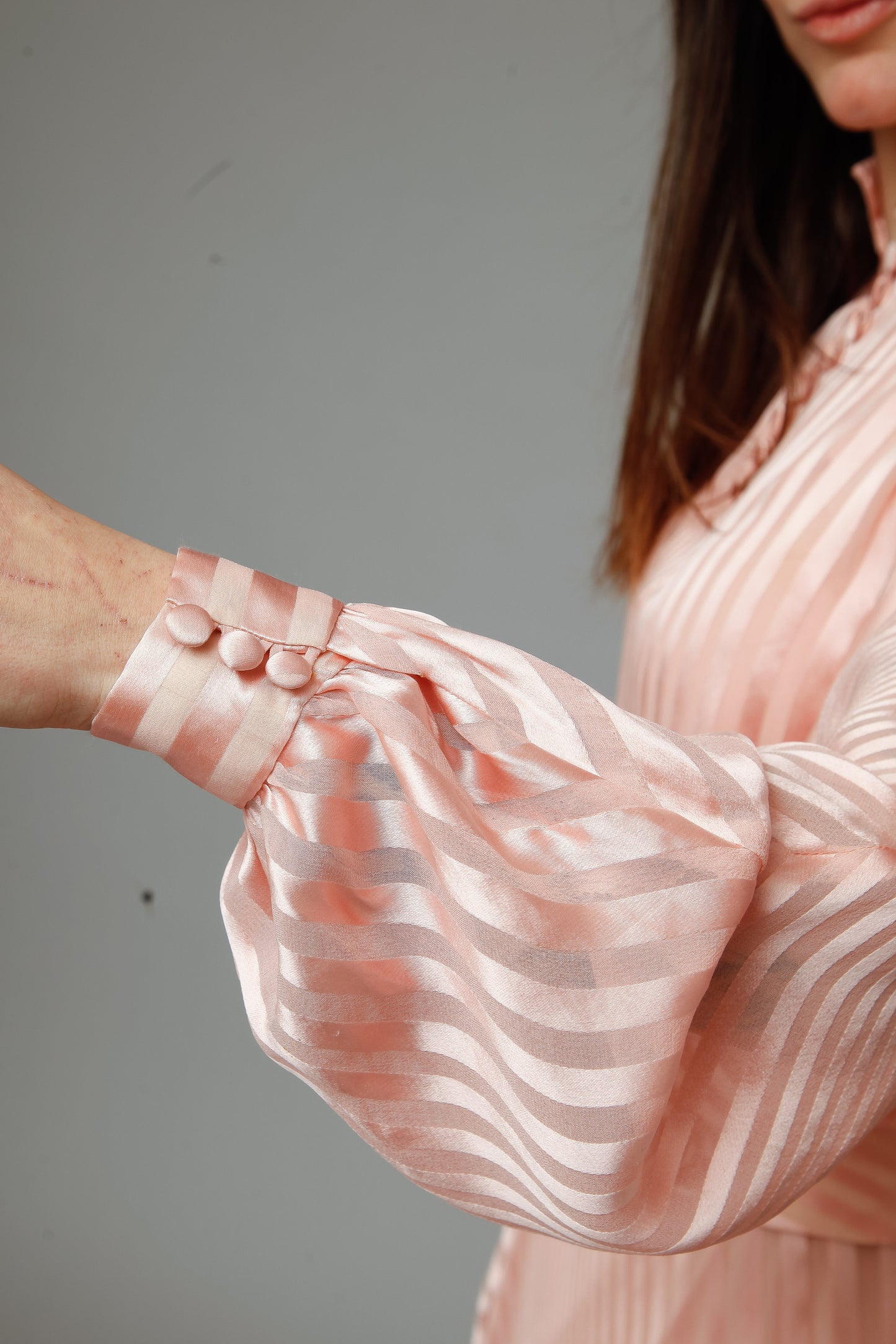 1970 Pink Striped Silk Ensemble