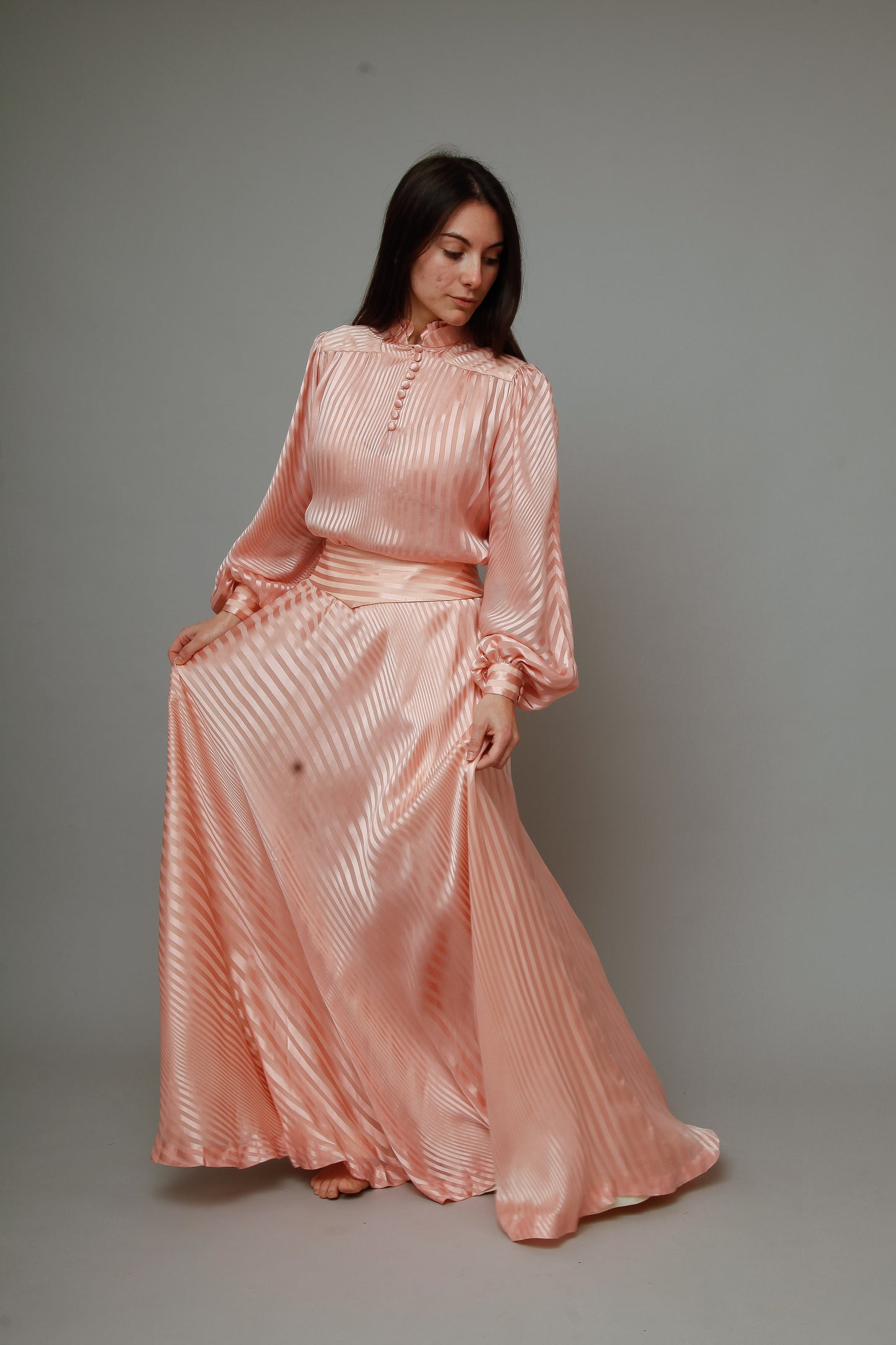 1970 Pink Striped Silk Ensemble