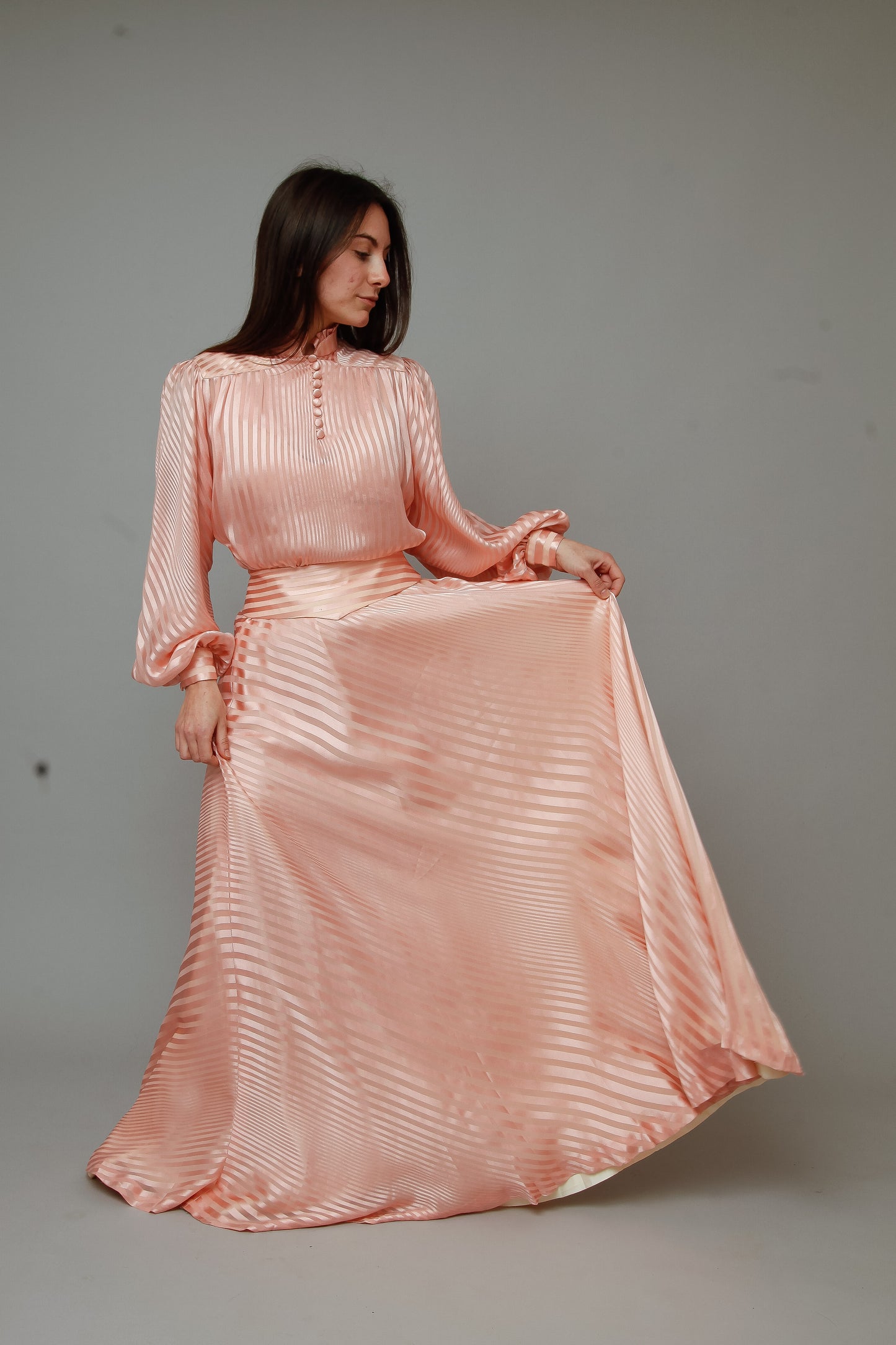 1970 Pink Striped Silk Ensemble