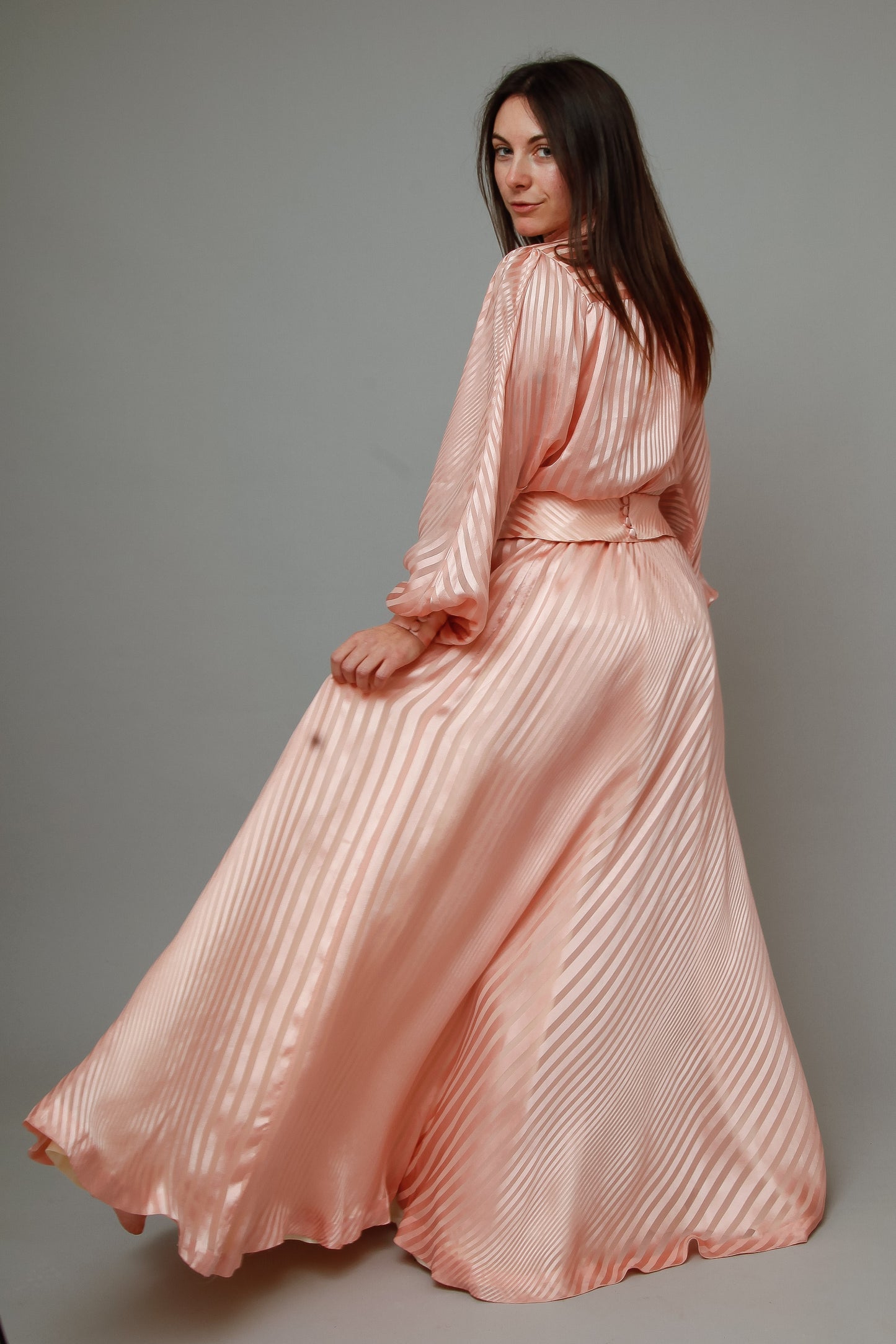 1970 Pink Striped Silk Ensemble