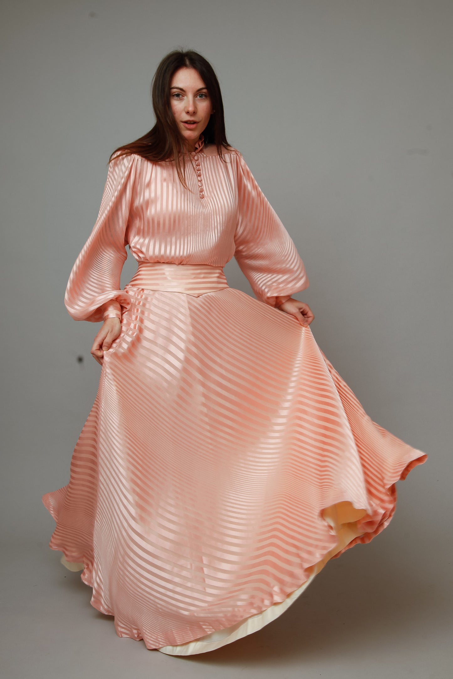 1970 Pink Striped Silk Ensemble