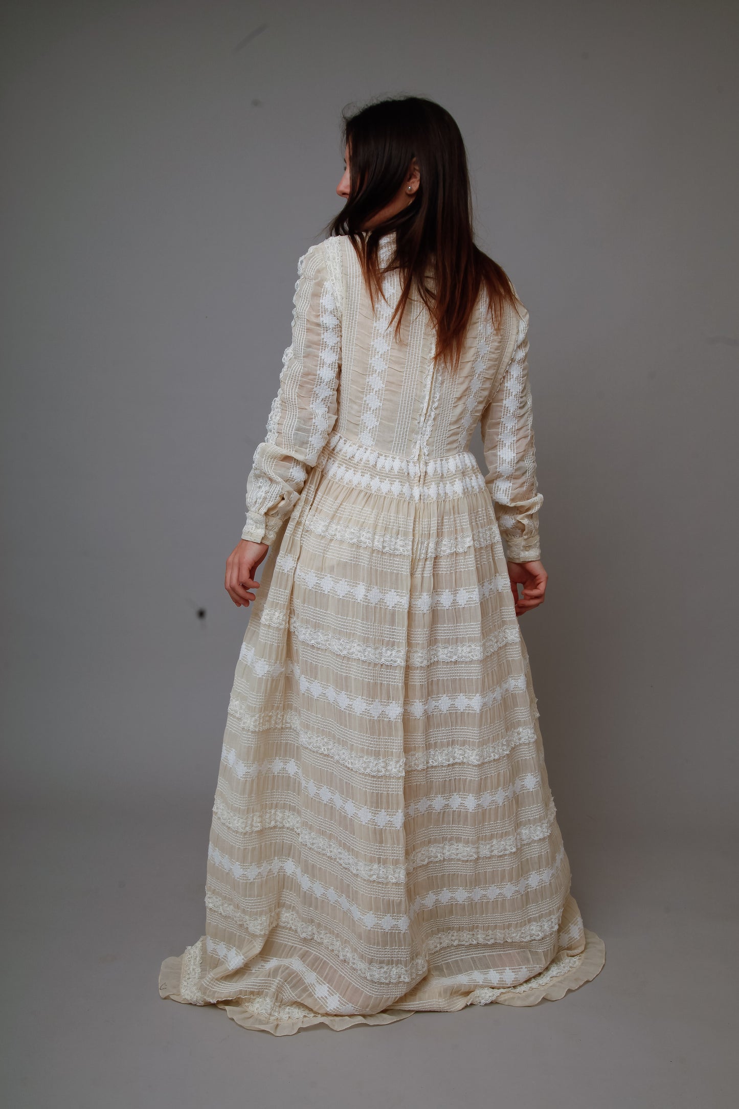 1970 Embroidered Cotton Gauze Maxi Dress