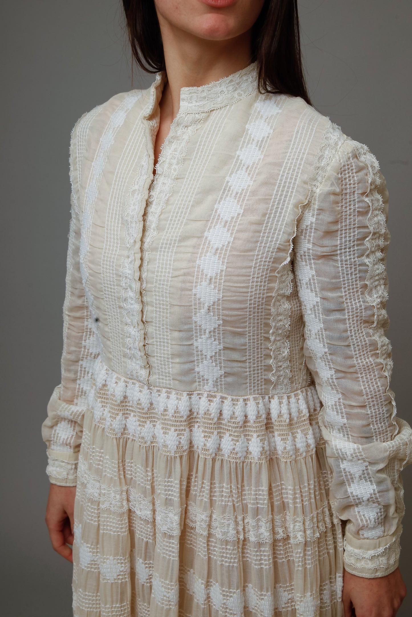 1970 Embroidered Cotton Gauze Maxi Dress