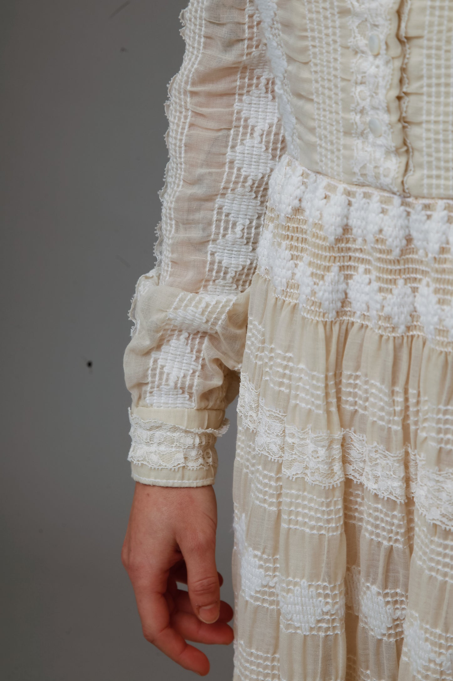 1970 Embroidered Cotton Gauze Maxi Dress