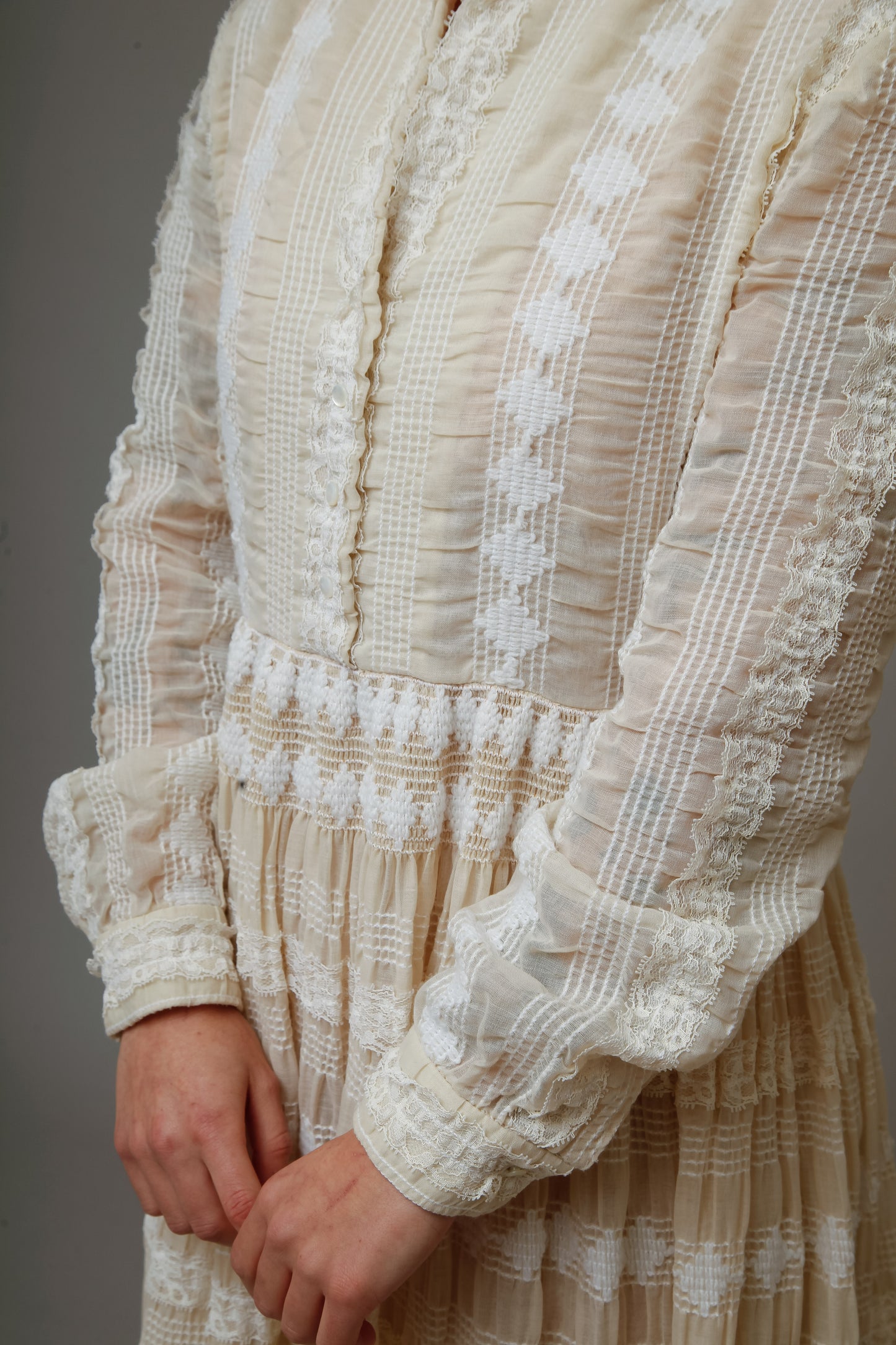 1970 Embroidered Cotton Gauze Maxi Dress