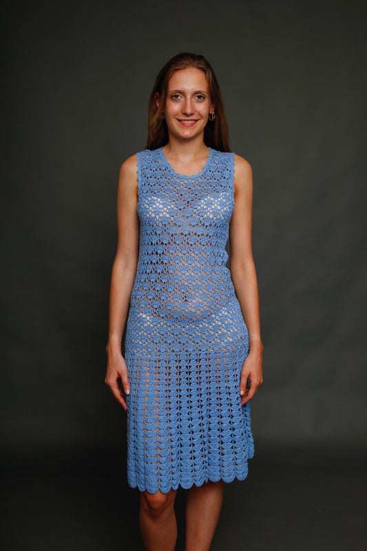 Handmade 1960 Crochet Cotton Summer Dres
