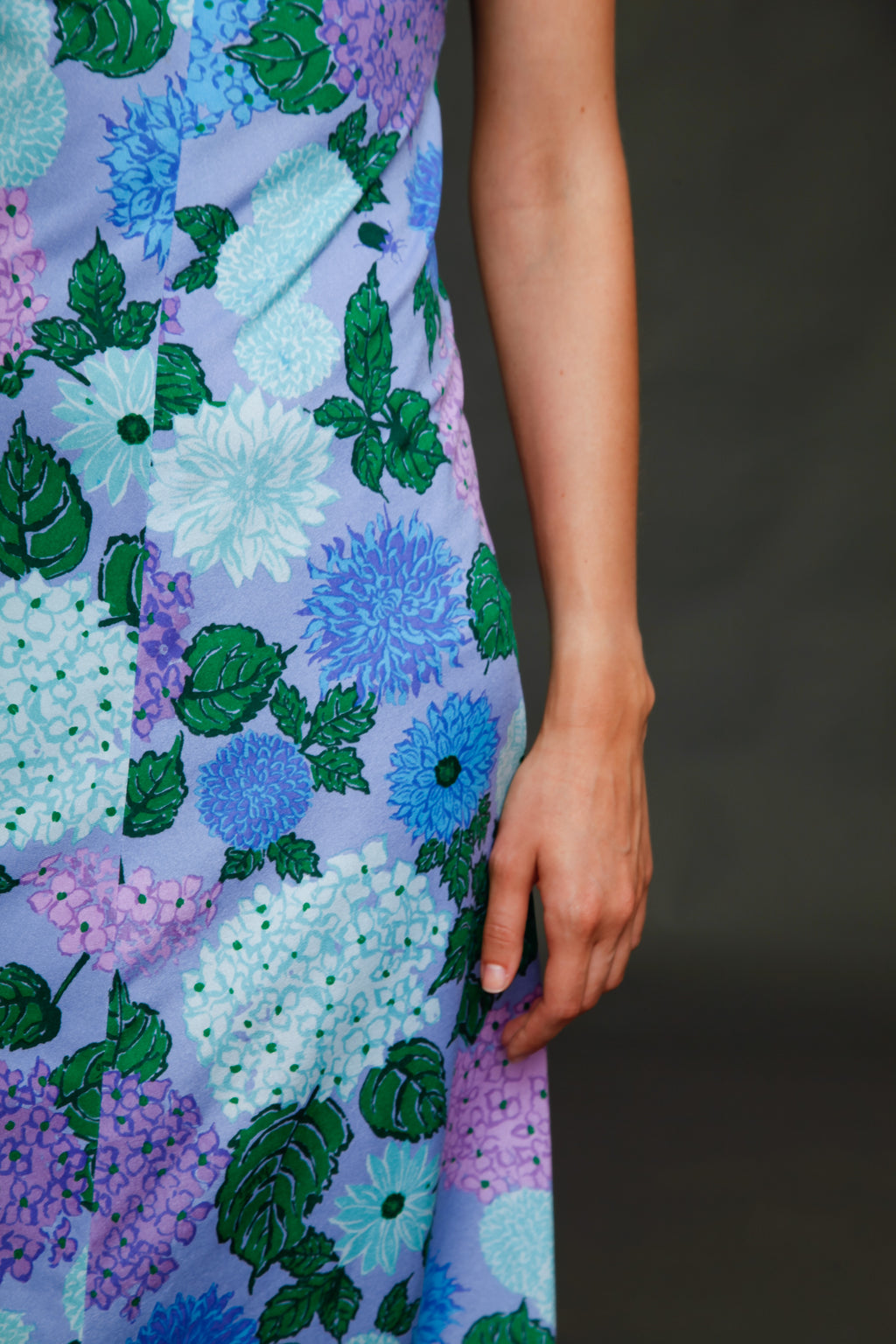 Early 70s Jersey Dress with Falconetto Floral Print