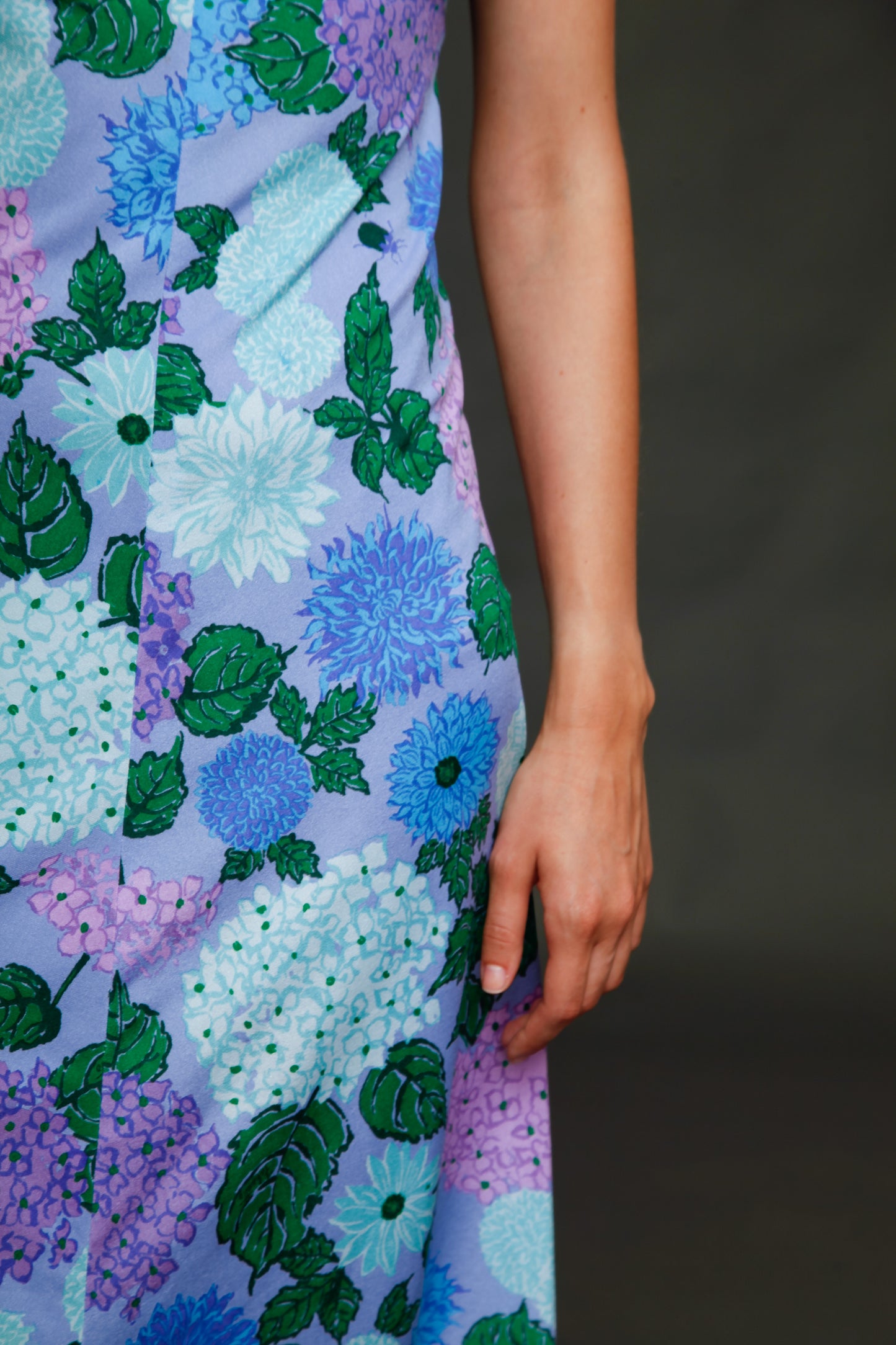 Early 70s Jersey Dress with Falconetto Floral Print