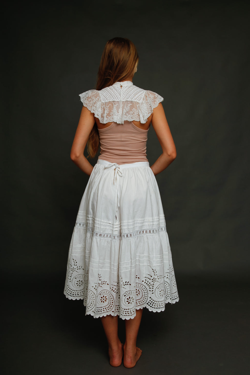 Antique Cotton Embroidered Petticoat
