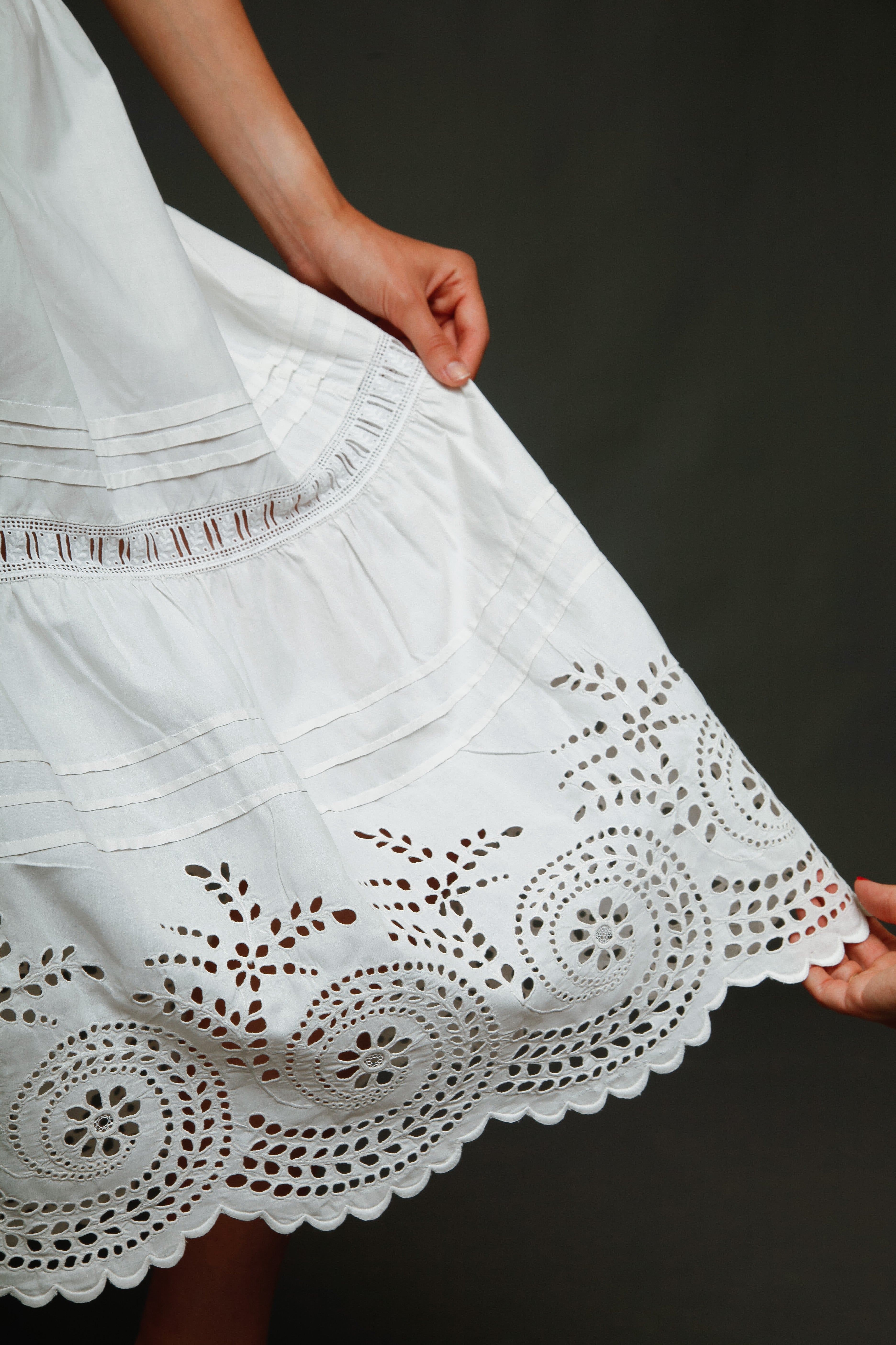 Antique Cotton Embroidered Petticoat