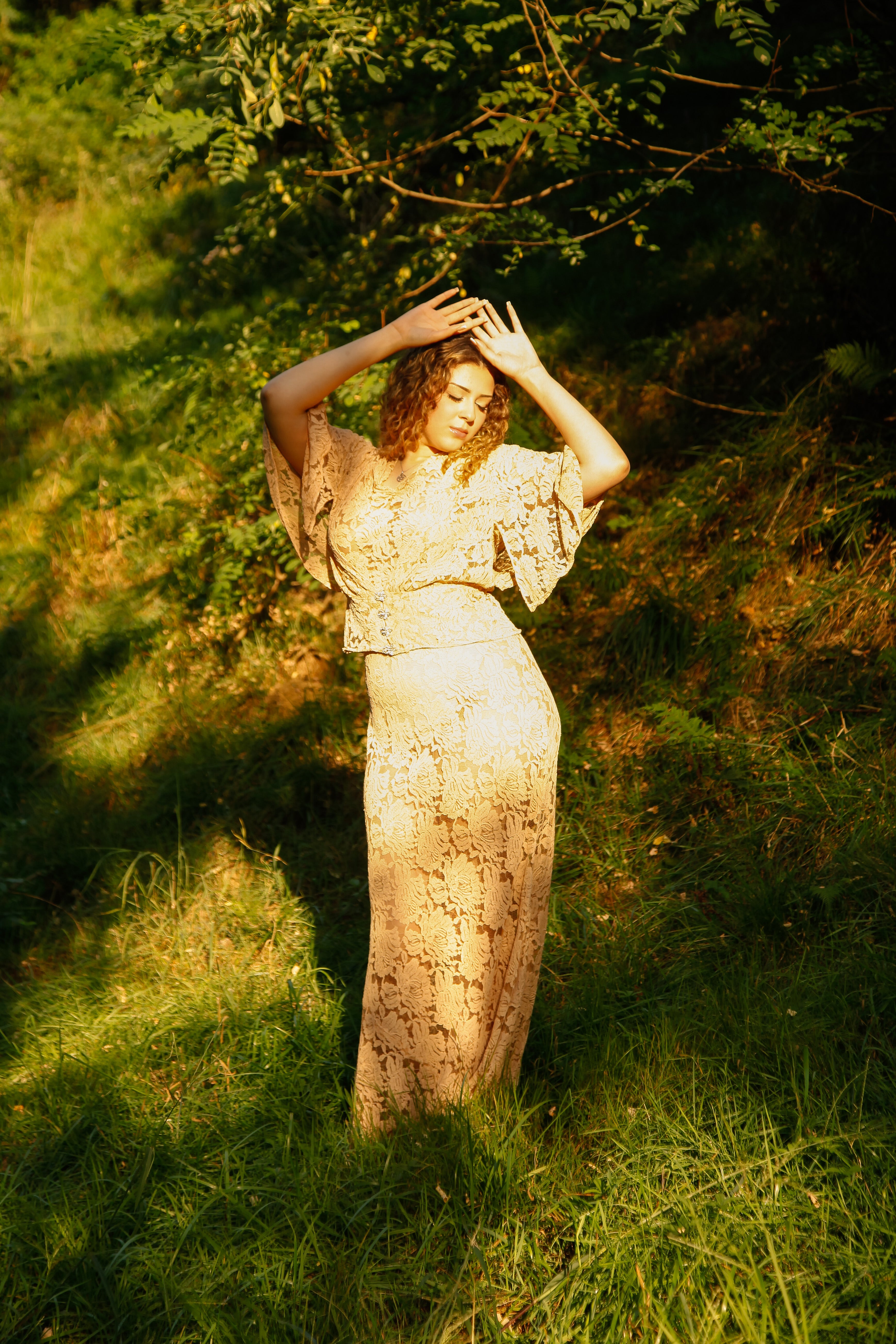 1930 Pink Lace Evening Gown