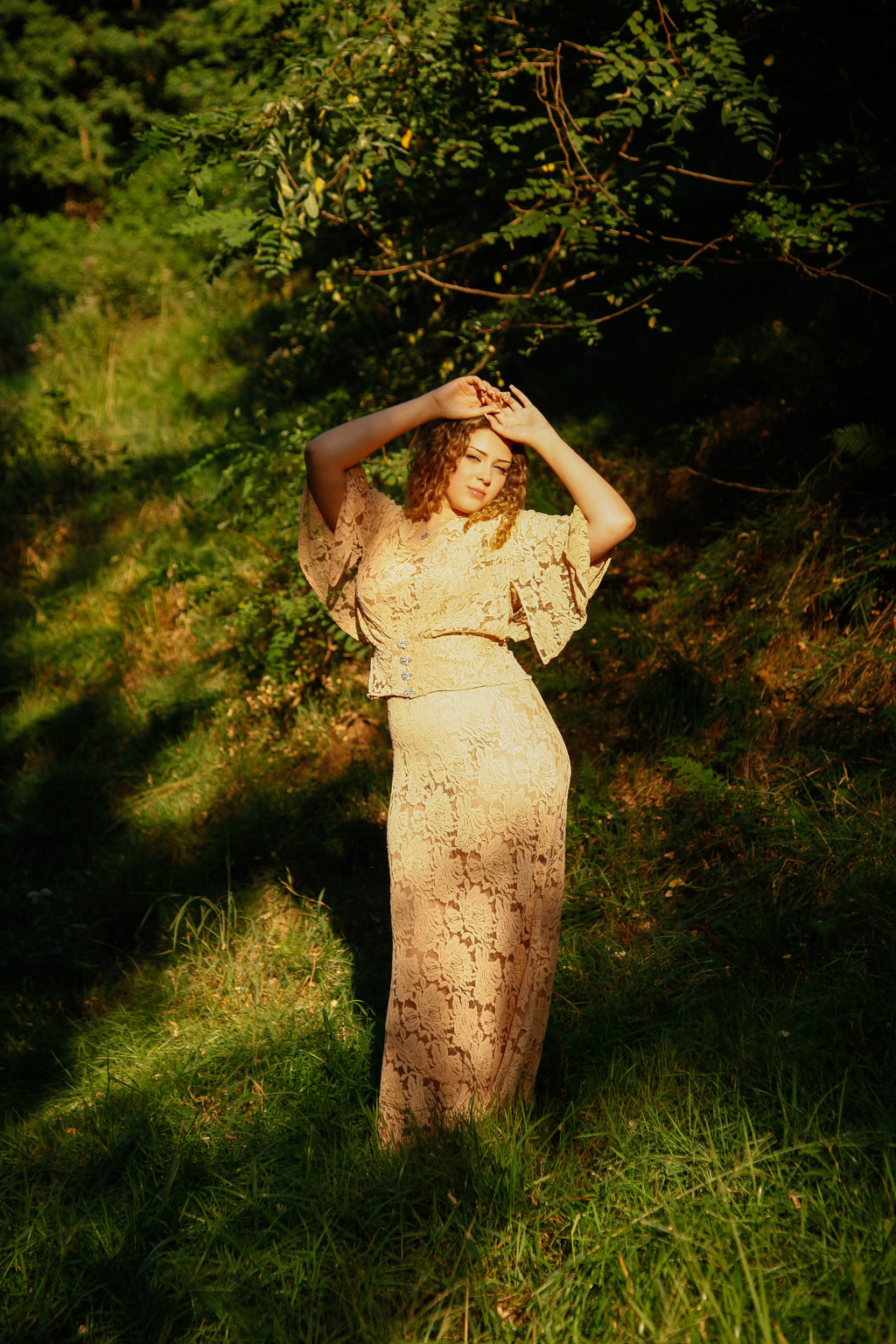 1930 Pink Lace Evening Gown