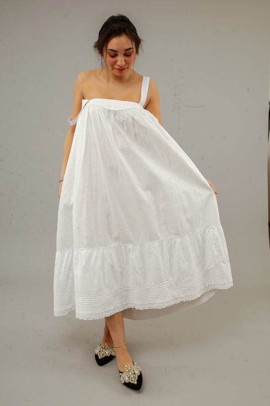 Antique Cotton Sundress with Ruffle Hem