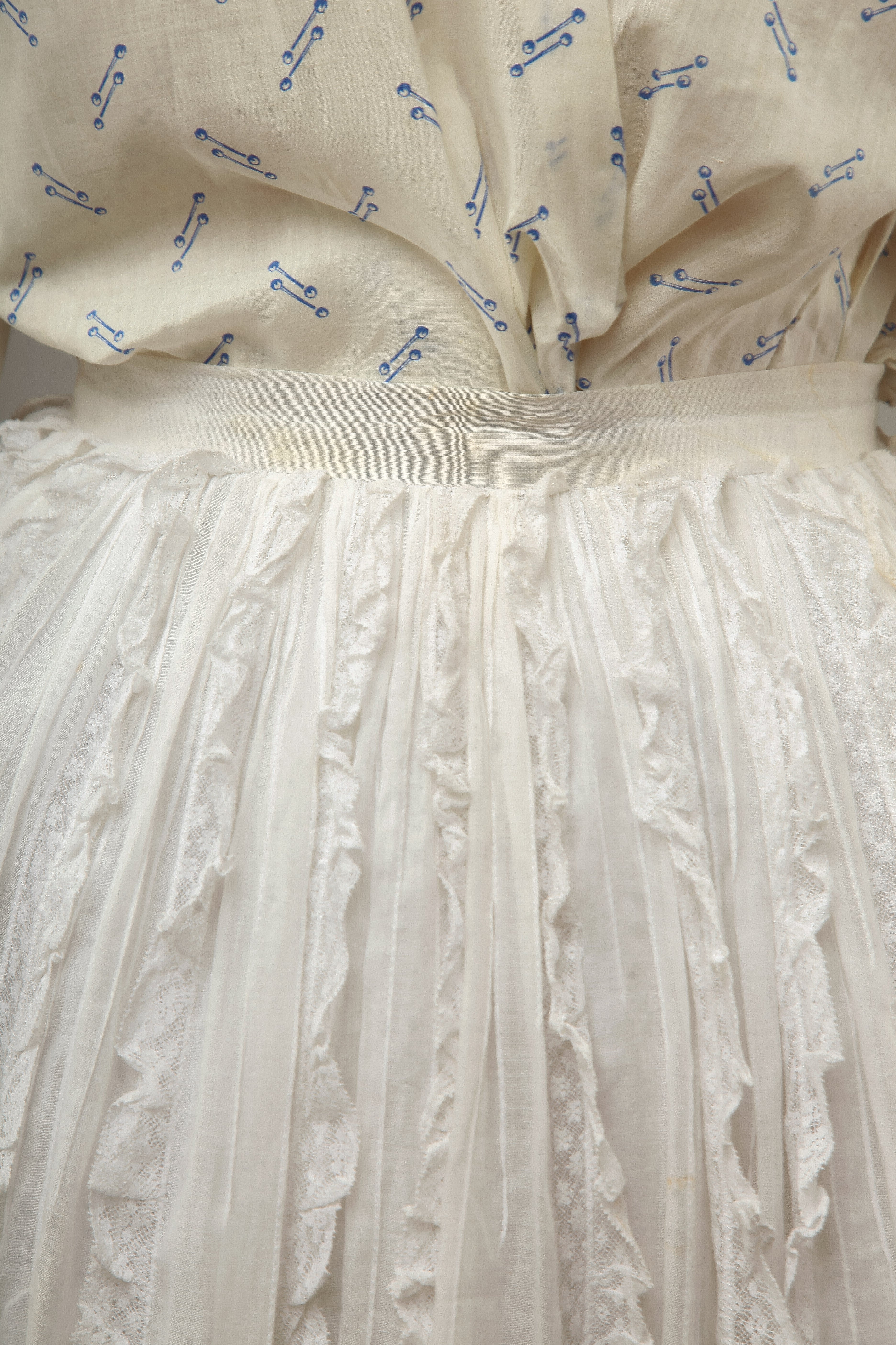70s White Lace and Ruffles Maxi Skirt