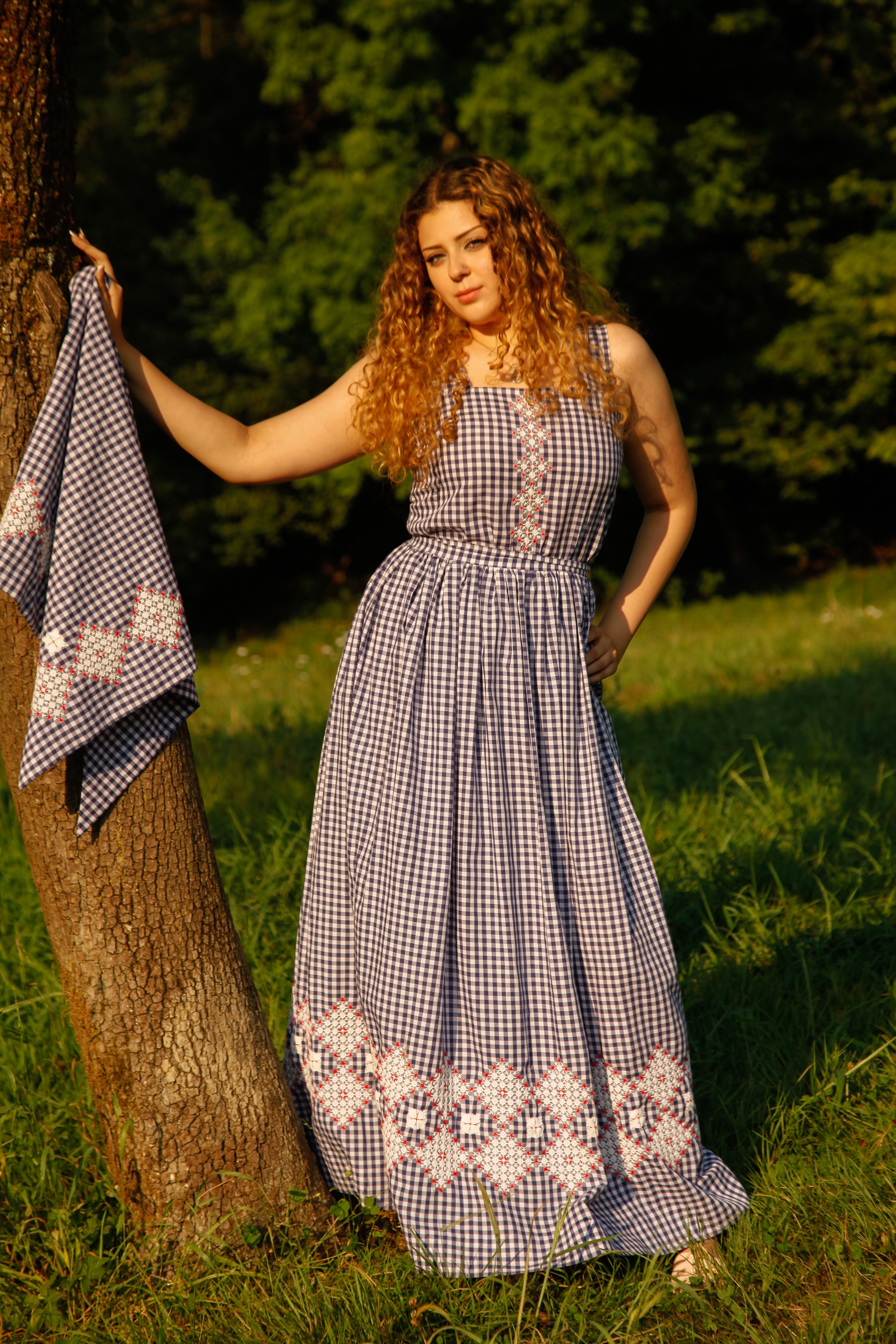 1970 Checked Embroidered Skirt and Top