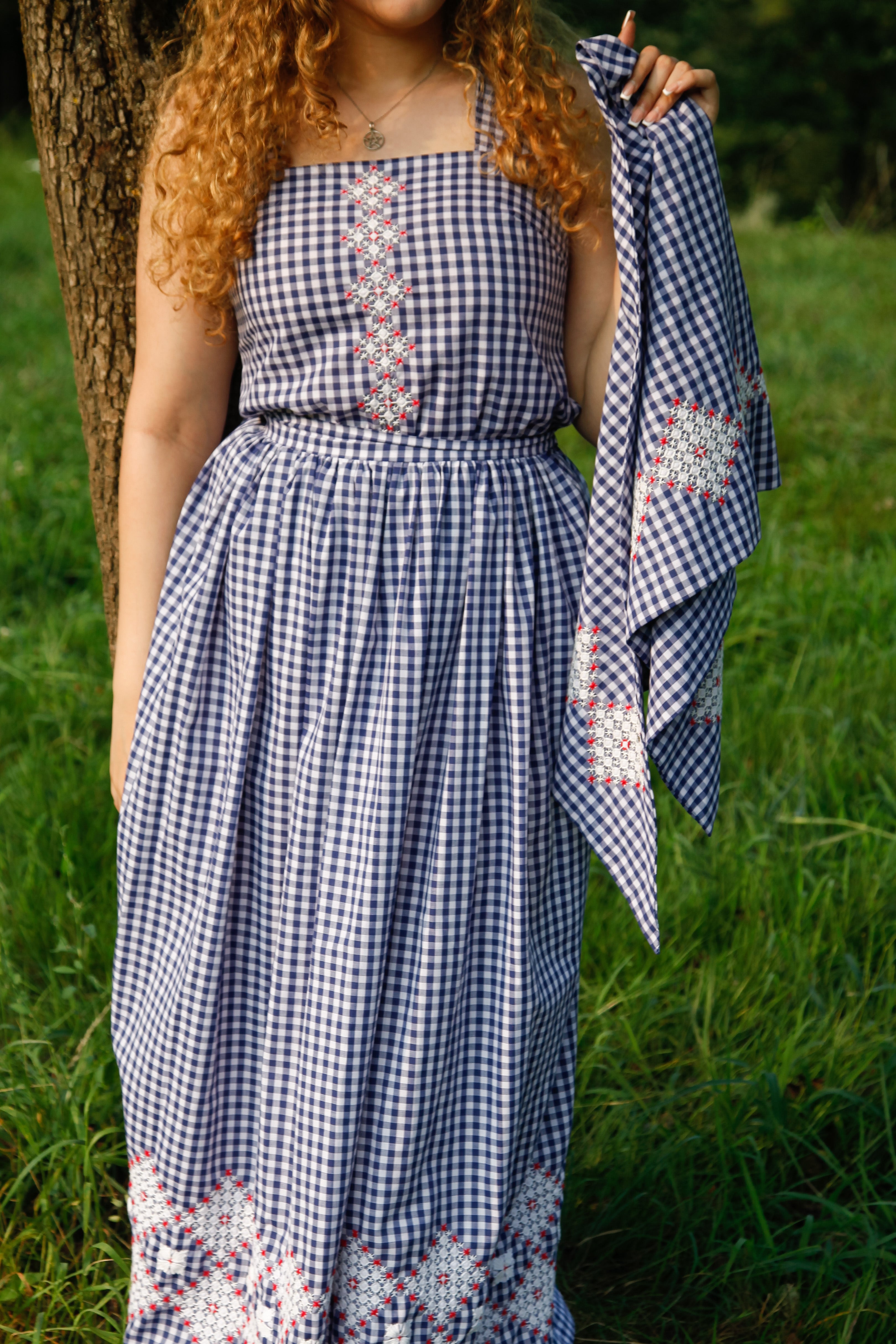 1970 Checked Embroidered Skirt and Top