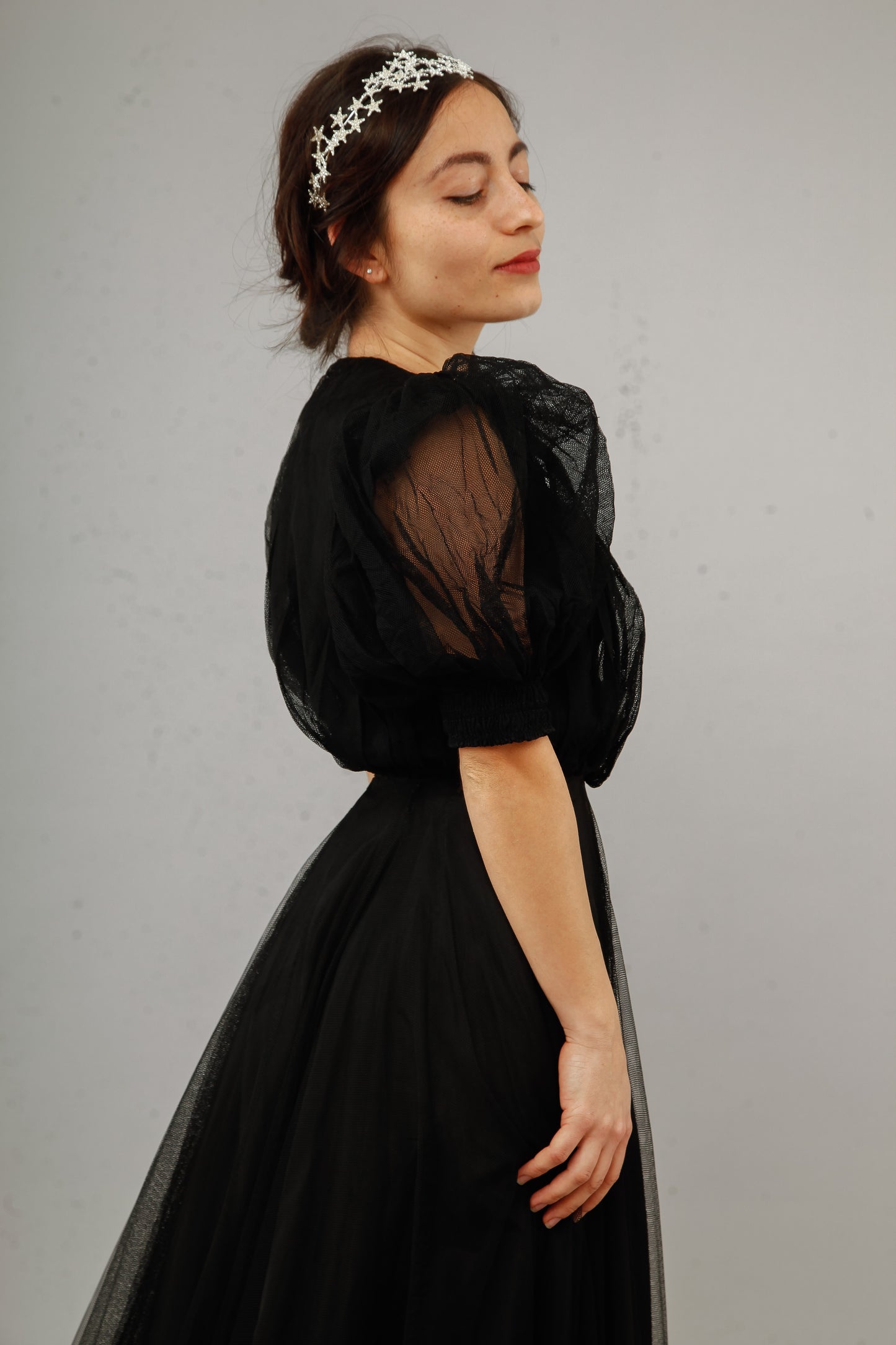 1940 Amazing Black Net Evening Gown