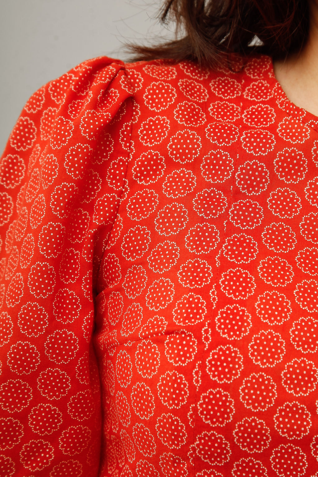 1970 Floral Cotton Prairie Red Maxi Dress