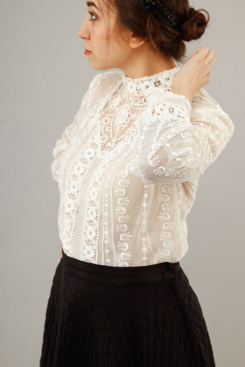 Victorian White Lace and Net Blouse