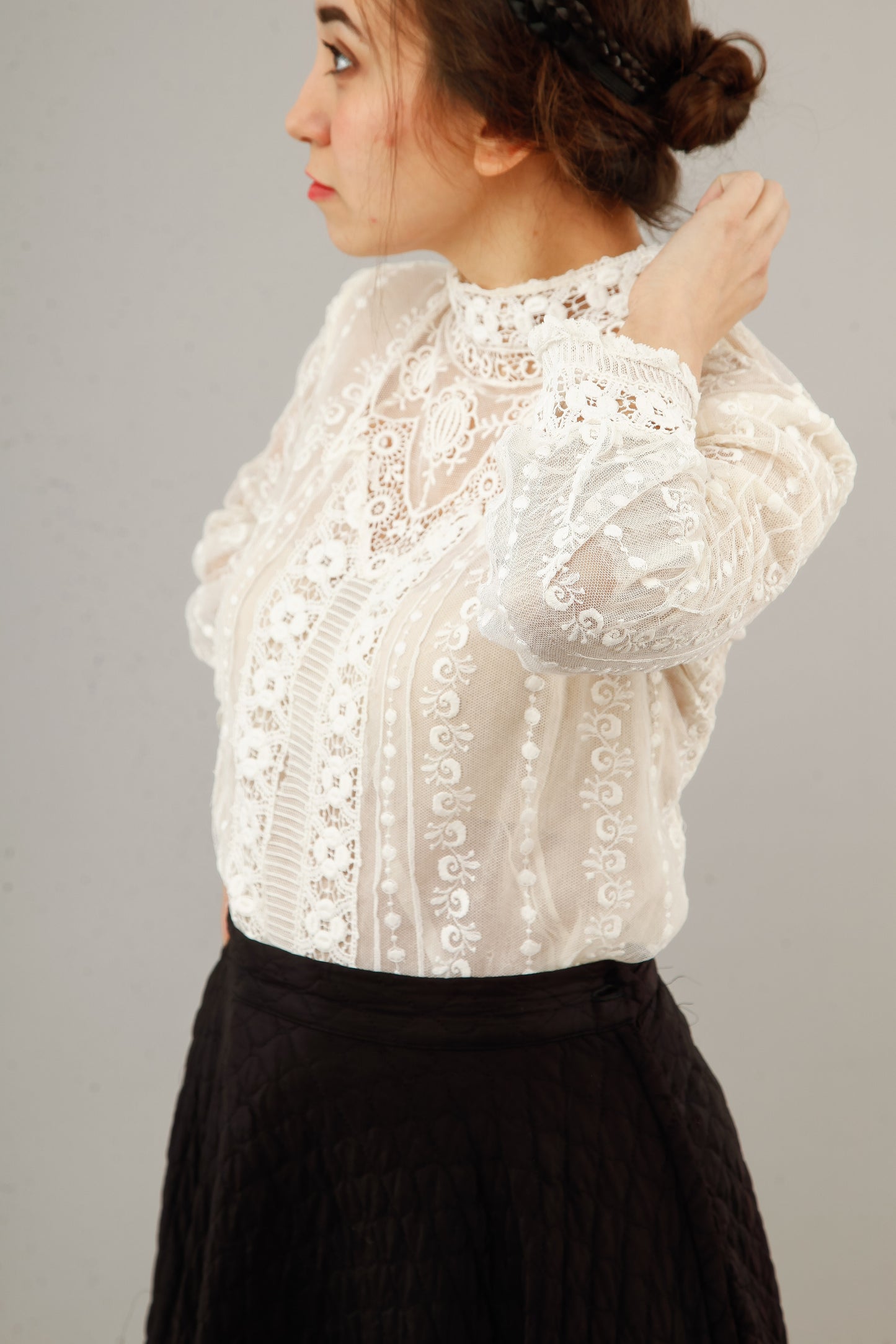 Victorian White Lace and Net Blouse