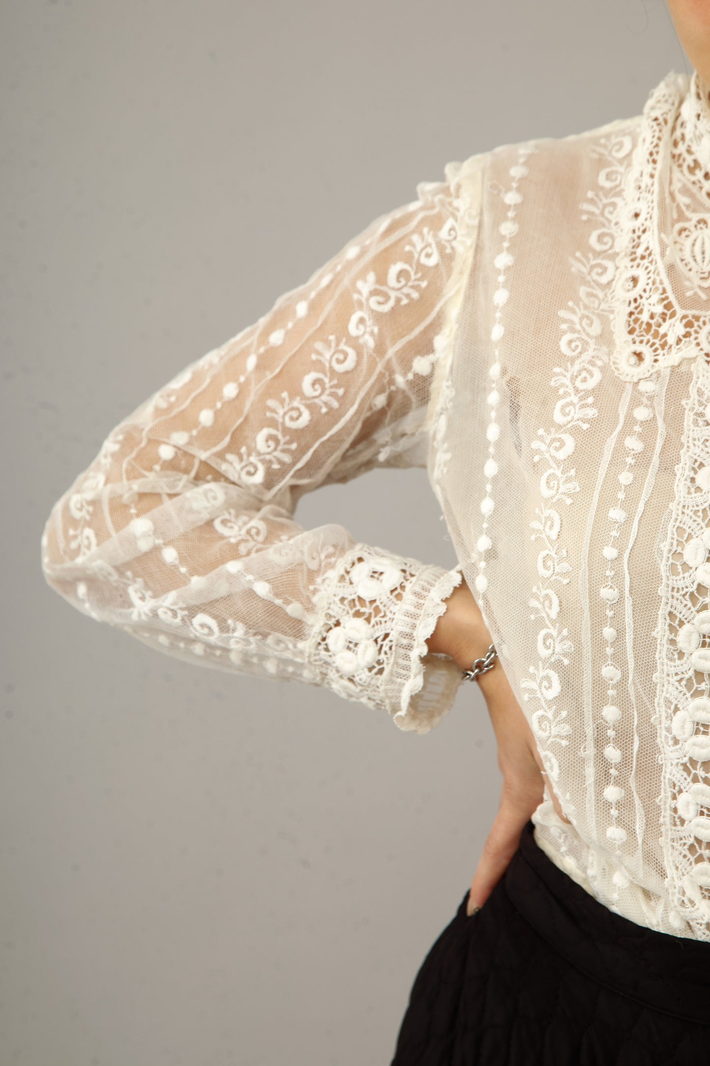 Victorian White Lace and Net Blouse