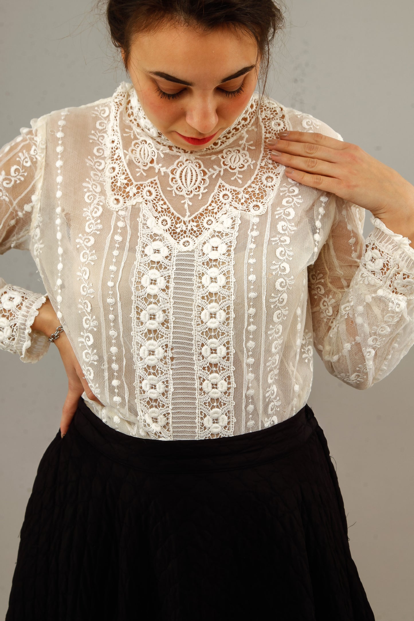 Victorian White Lace and Net Blouse