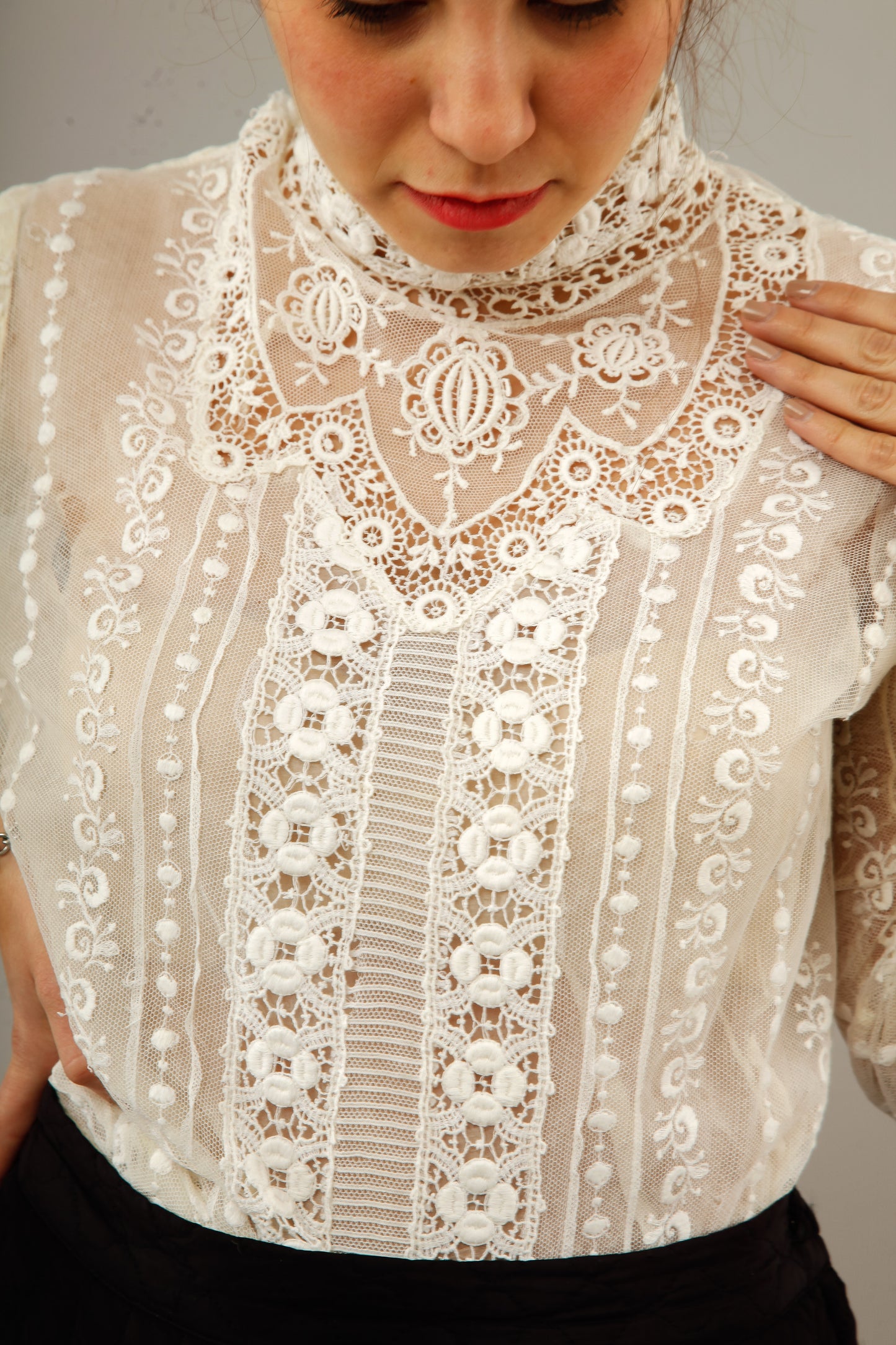 Victorian White Lace and Net Blouse