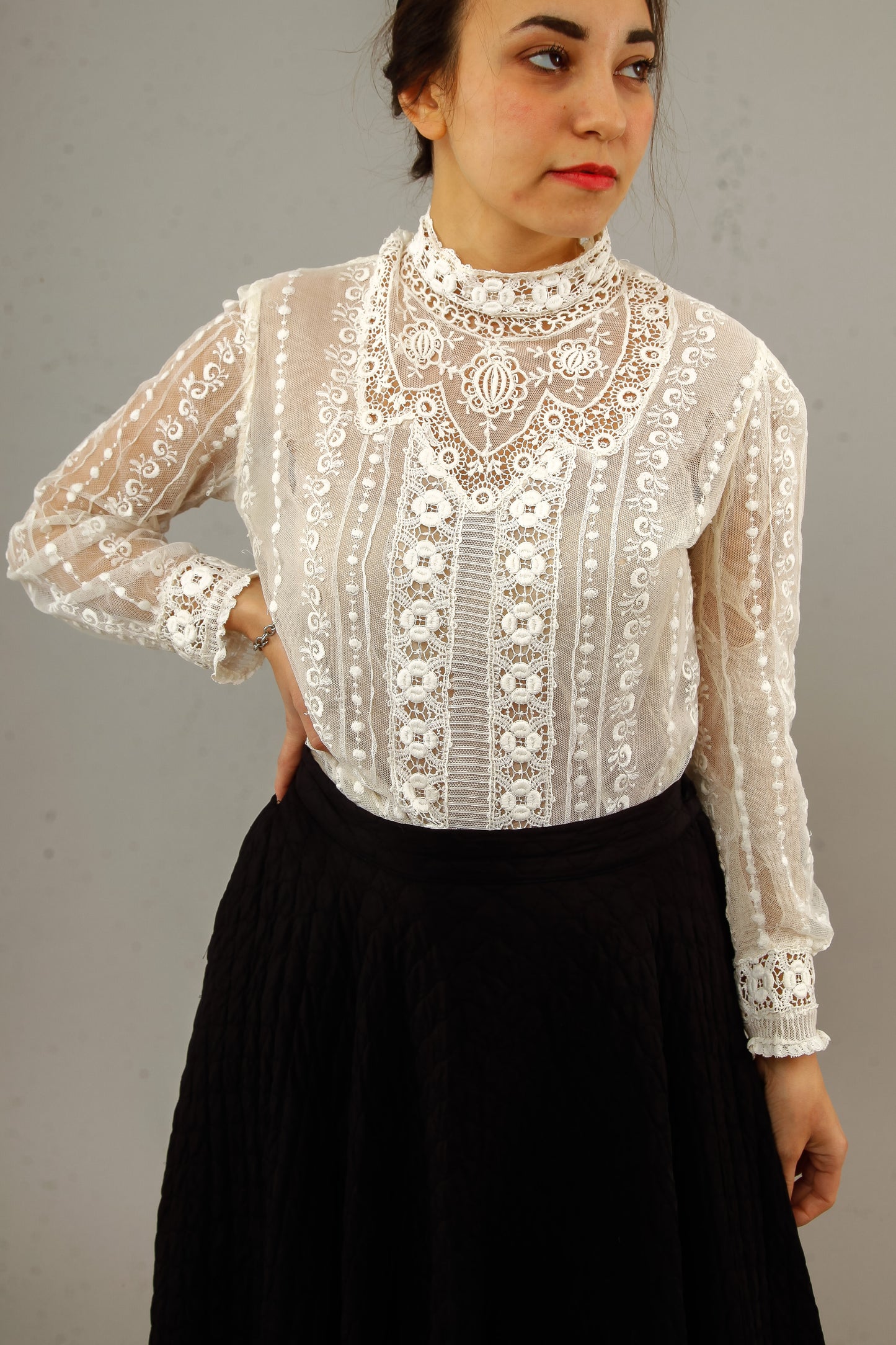 Victorian White Lace and Net Blouse