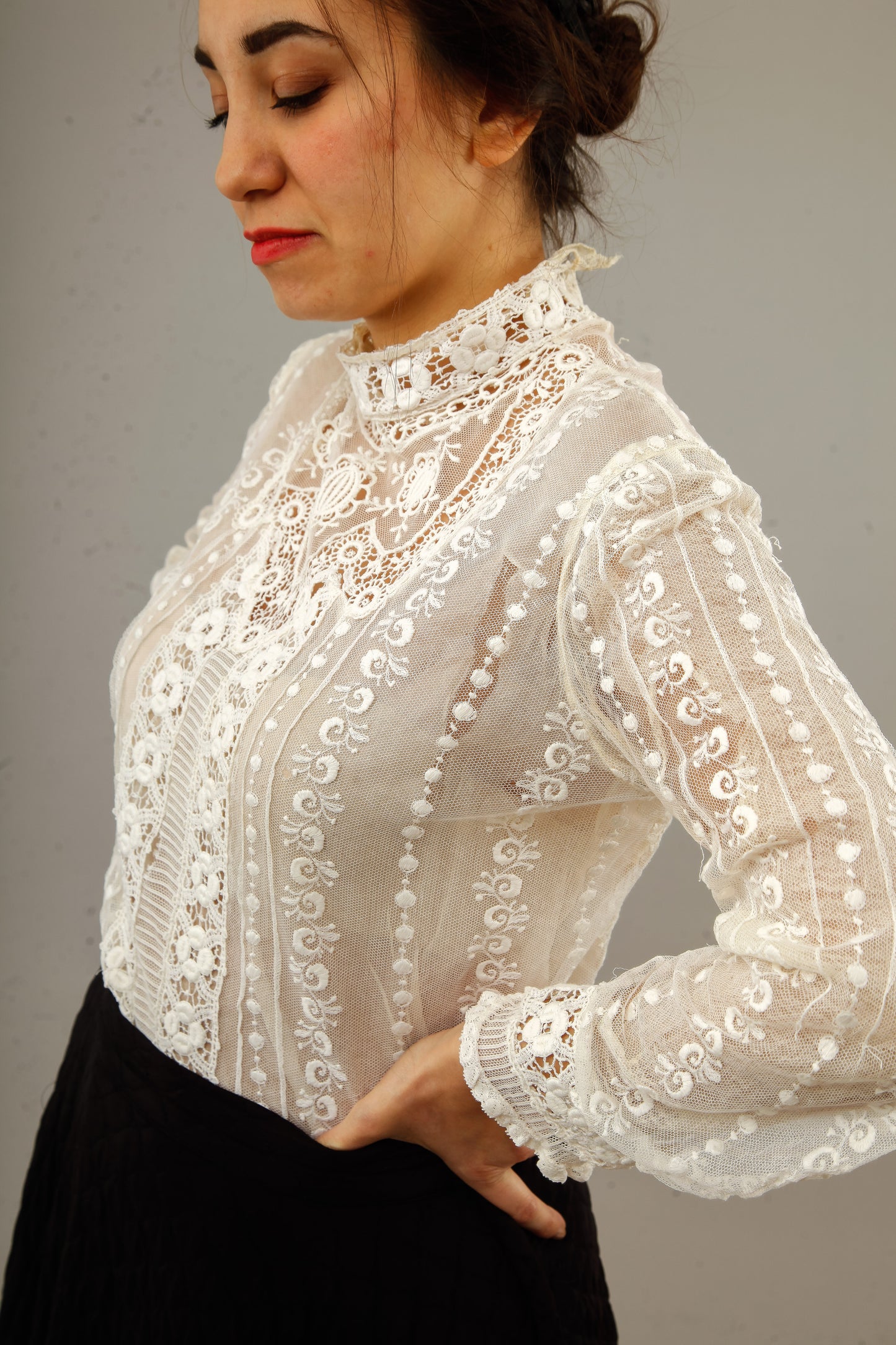 Victorian White Lace and Net Blouse