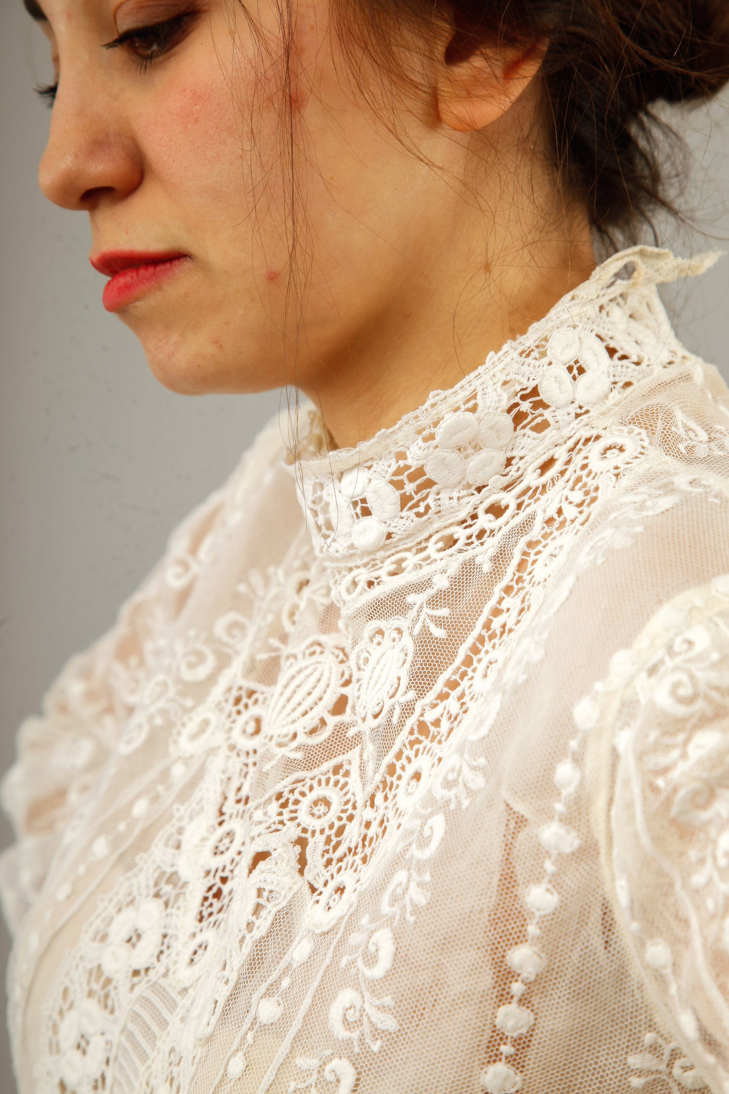 Victorian White Lace and Net Blouse