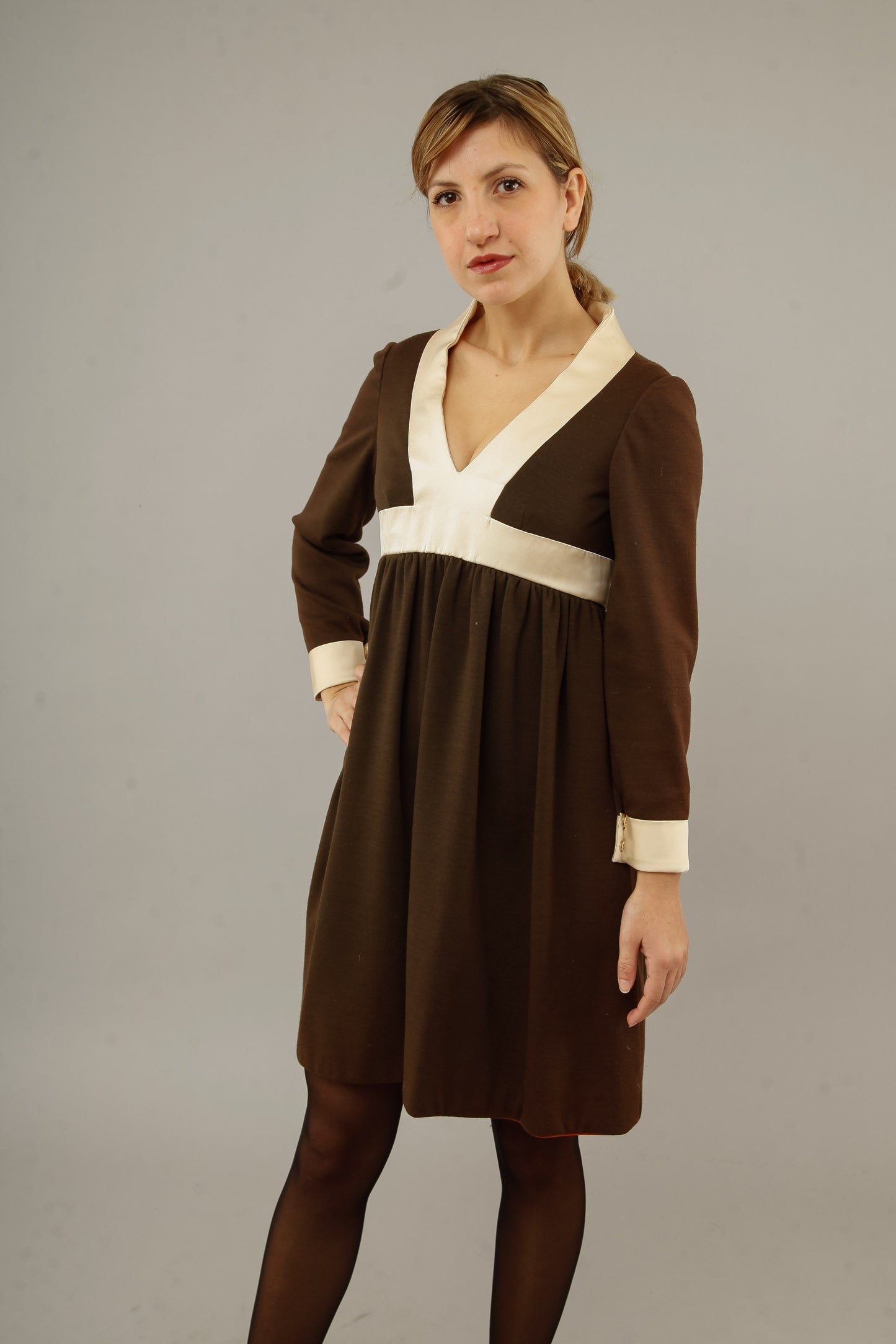 60s Brown Wool Mini Dress