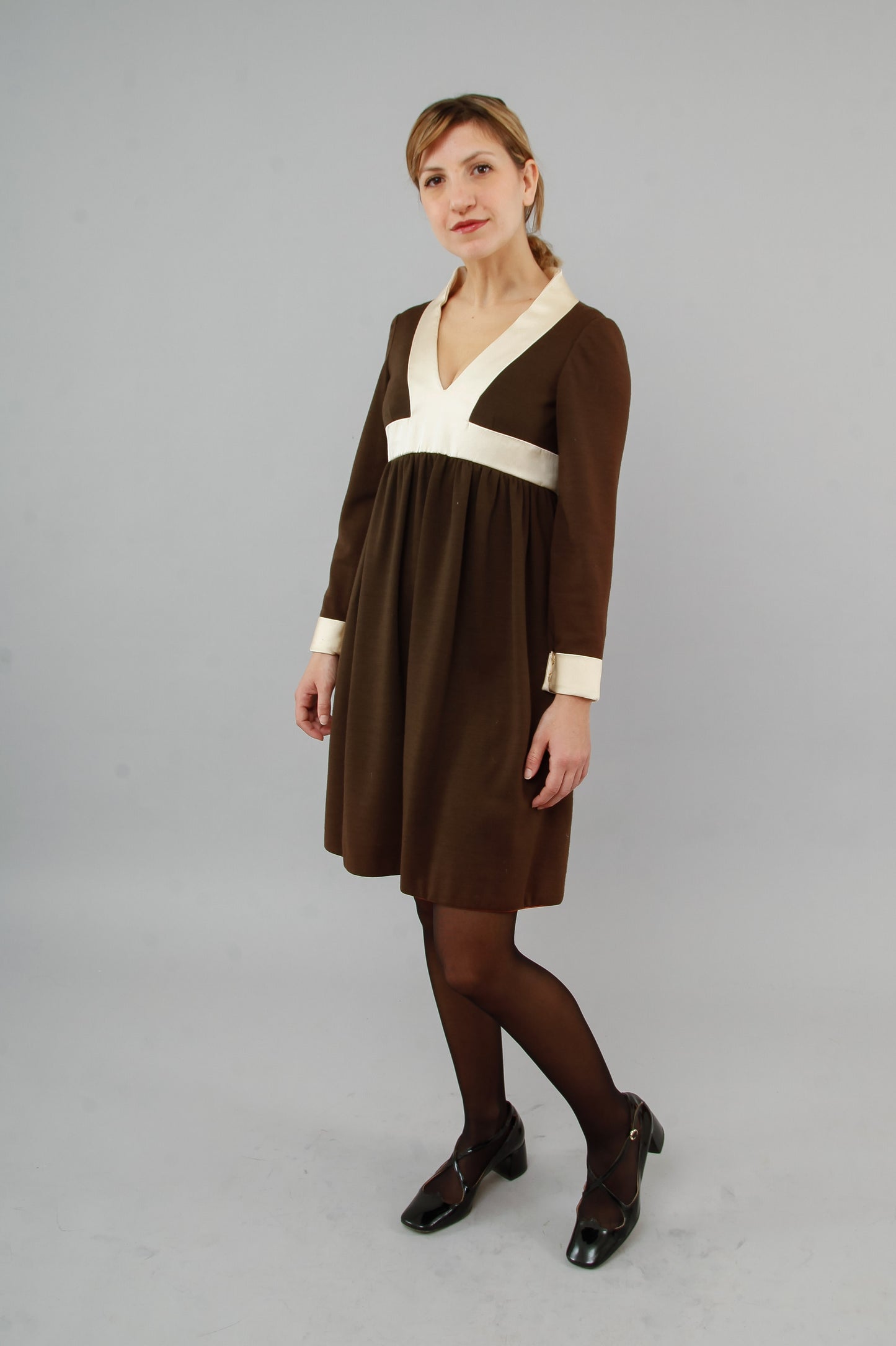 60s Brown Wool Mini Dress