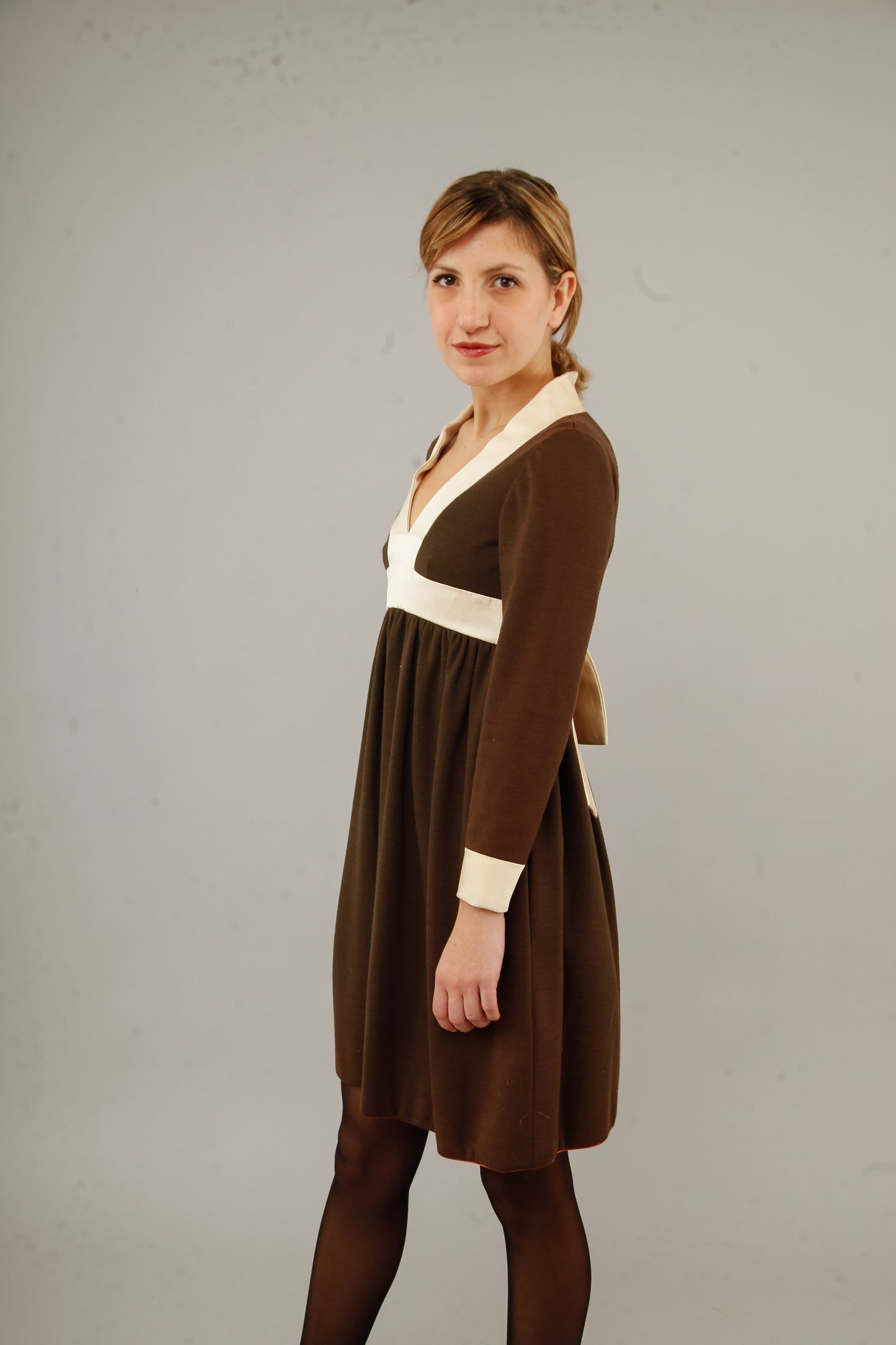 60s Brown Wool Mini Dress
