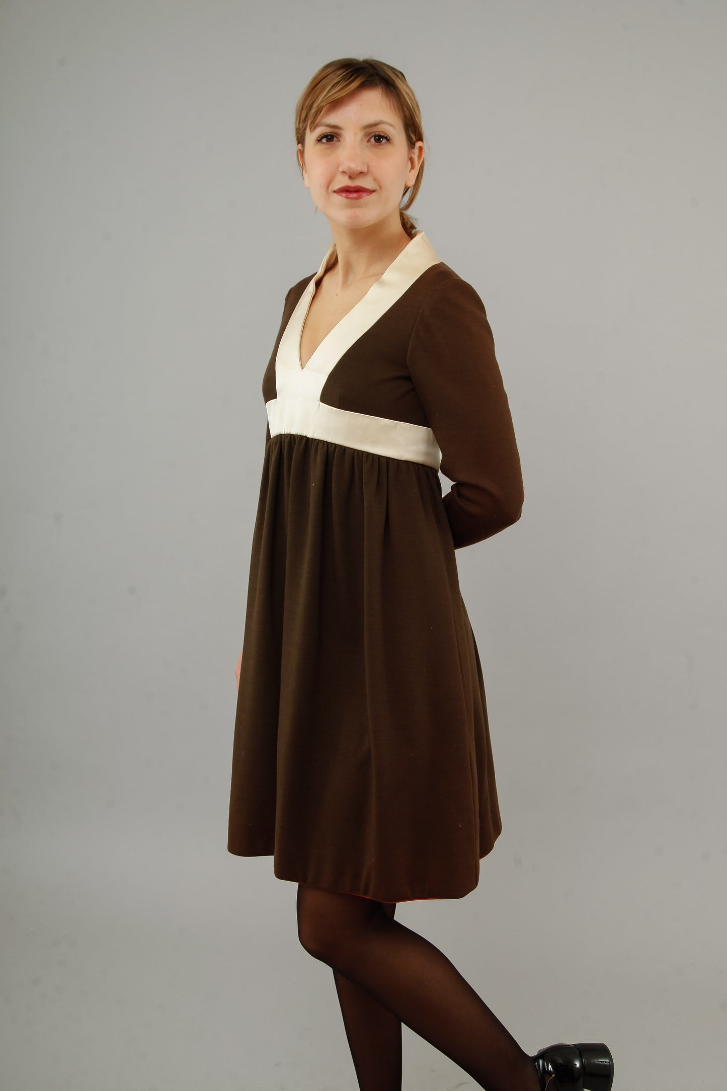 60s Brown Wool Mini Dress