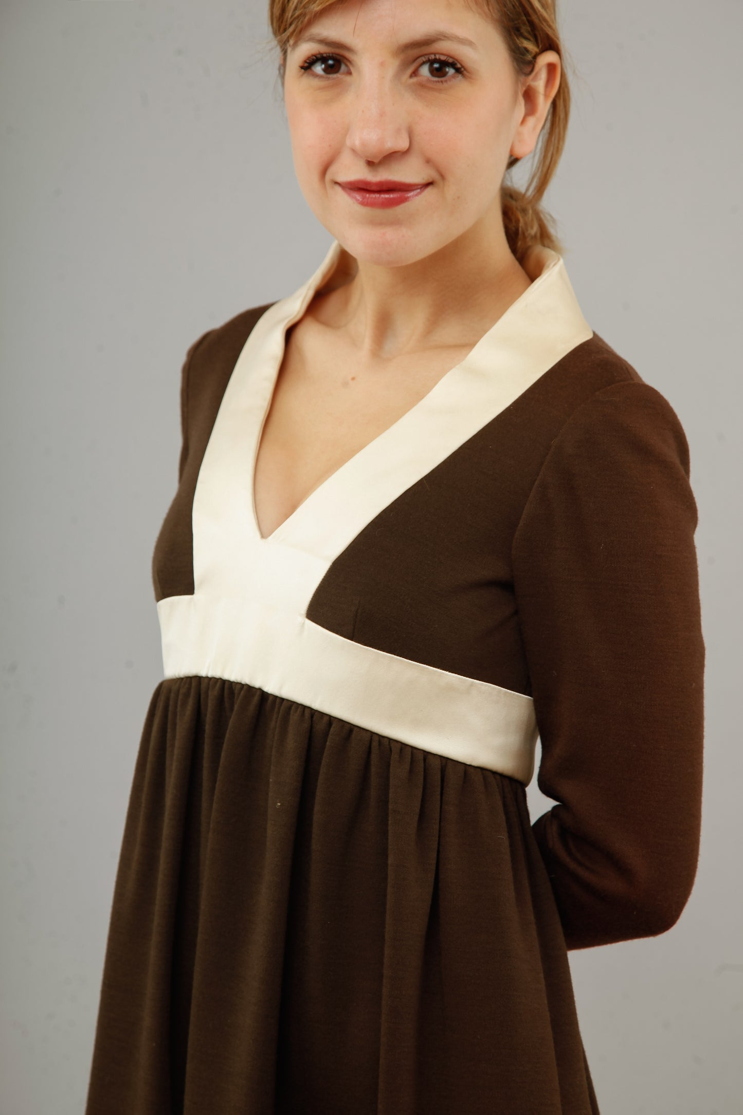 60s Brown Wool Mini Dress