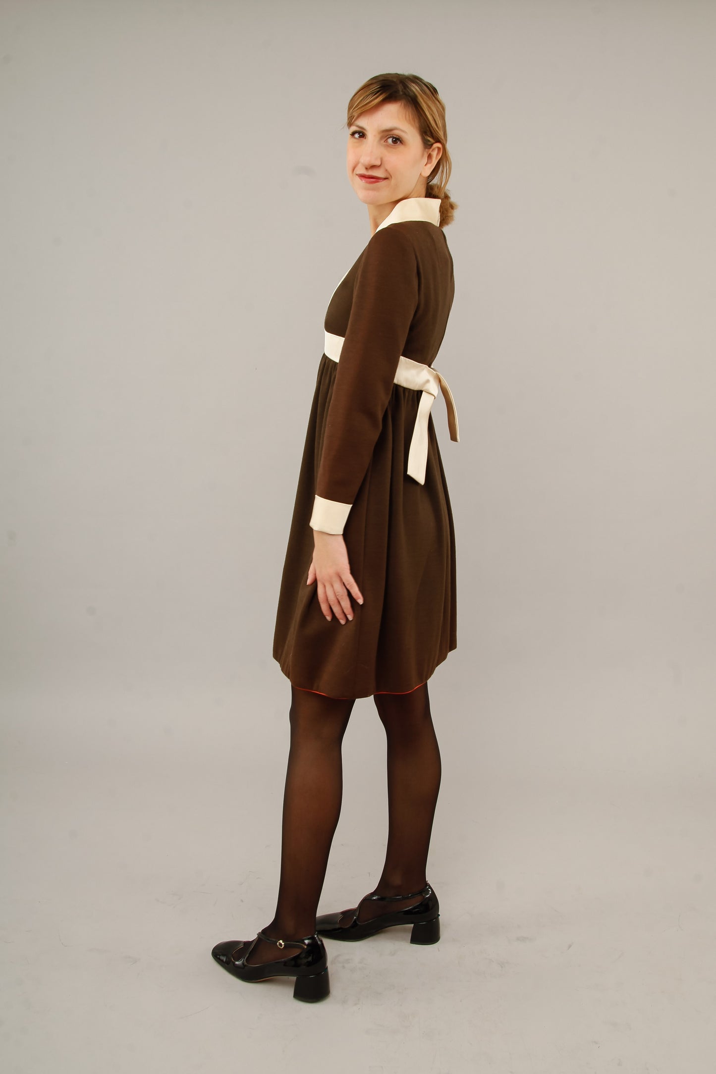 60s Brown Wool Mini Dress
