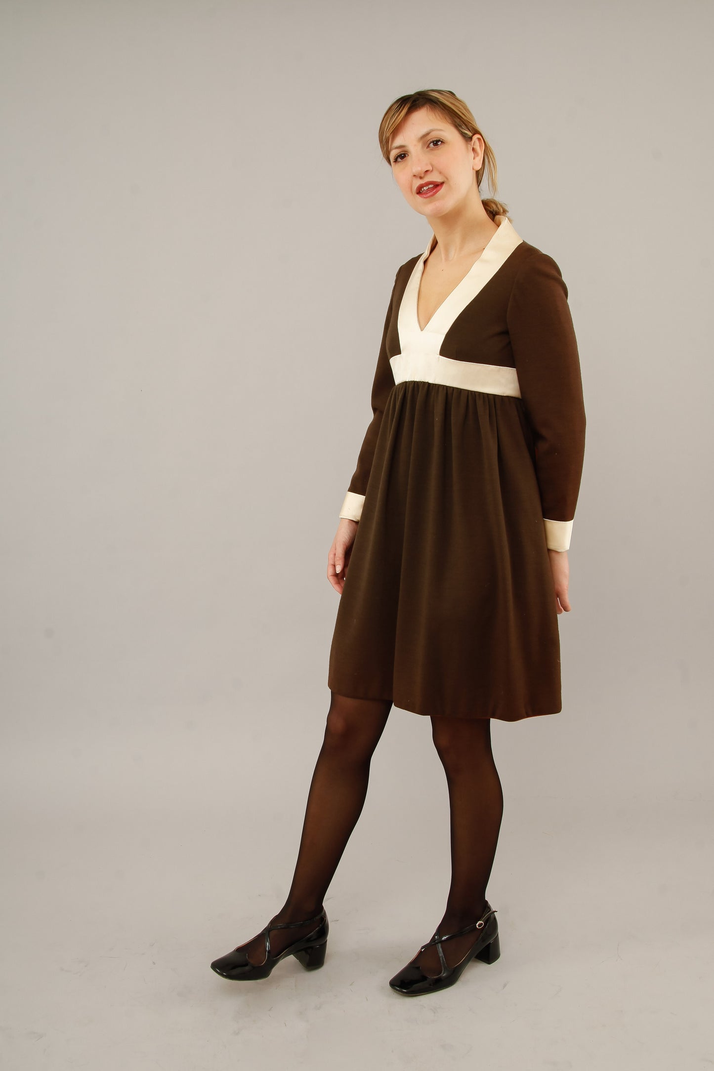 60s Brown Wool Mini Dress