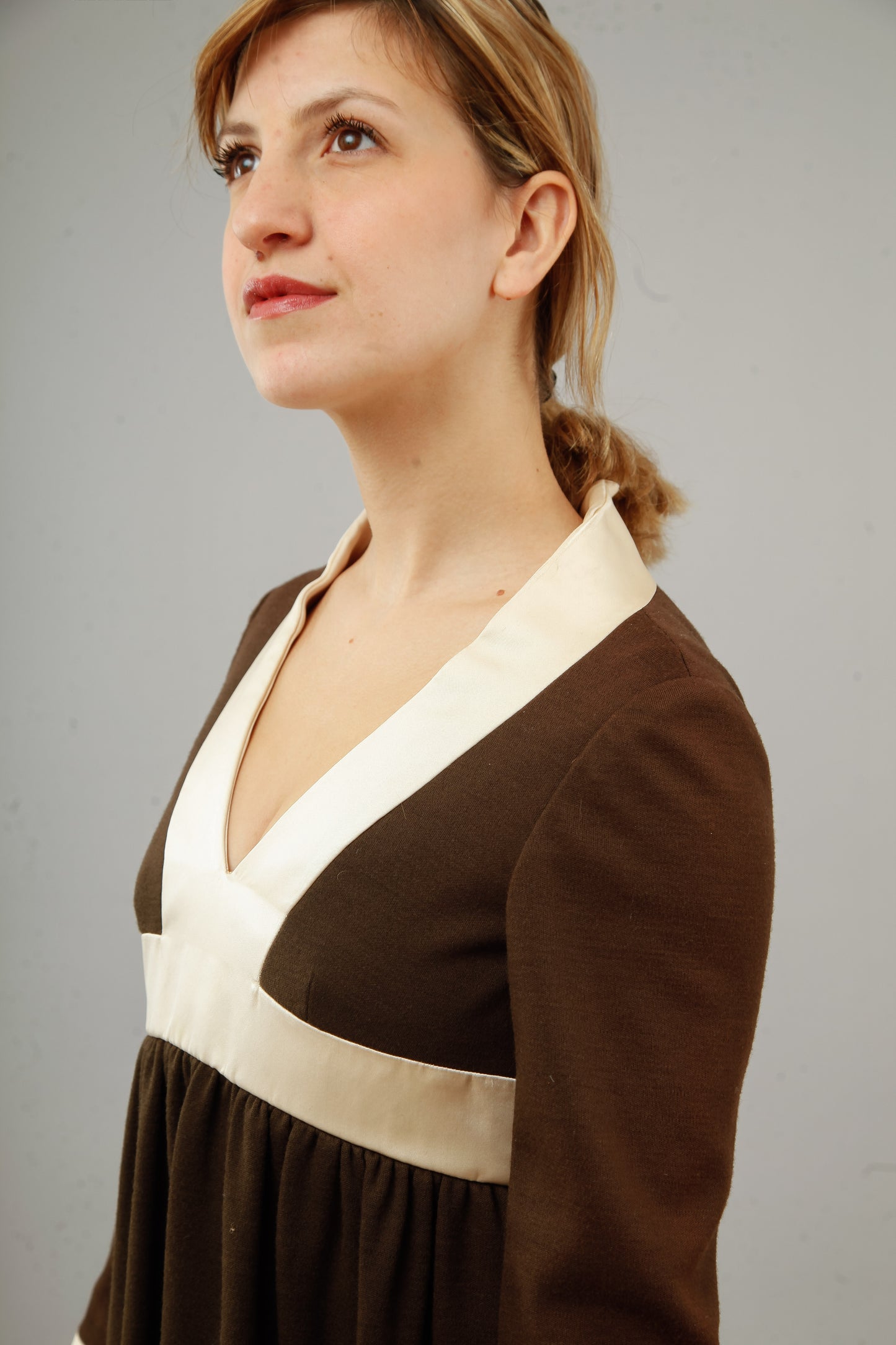 60s Brown Wool Mini Dress