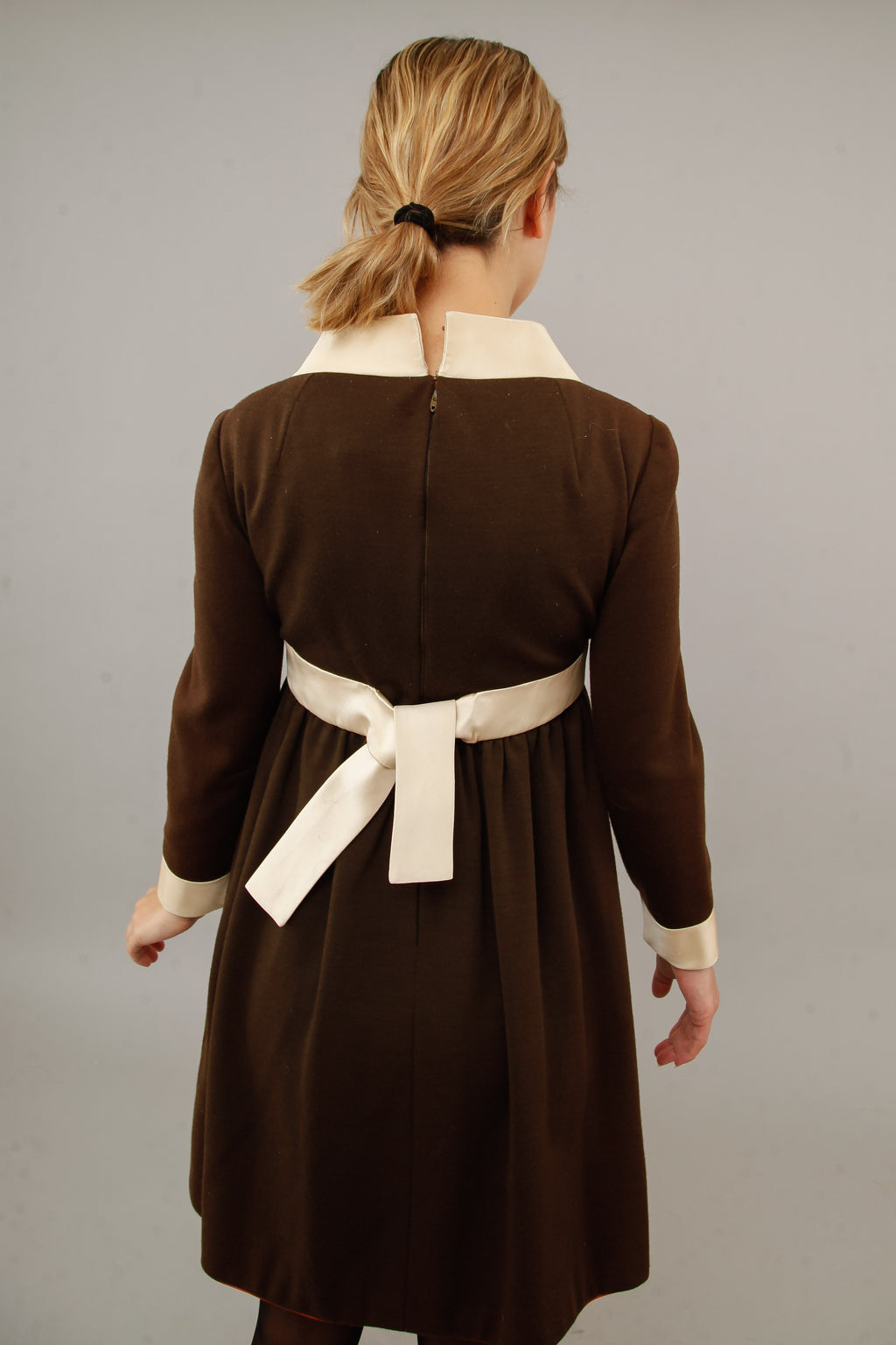 60s Brown Wool Mini Dress