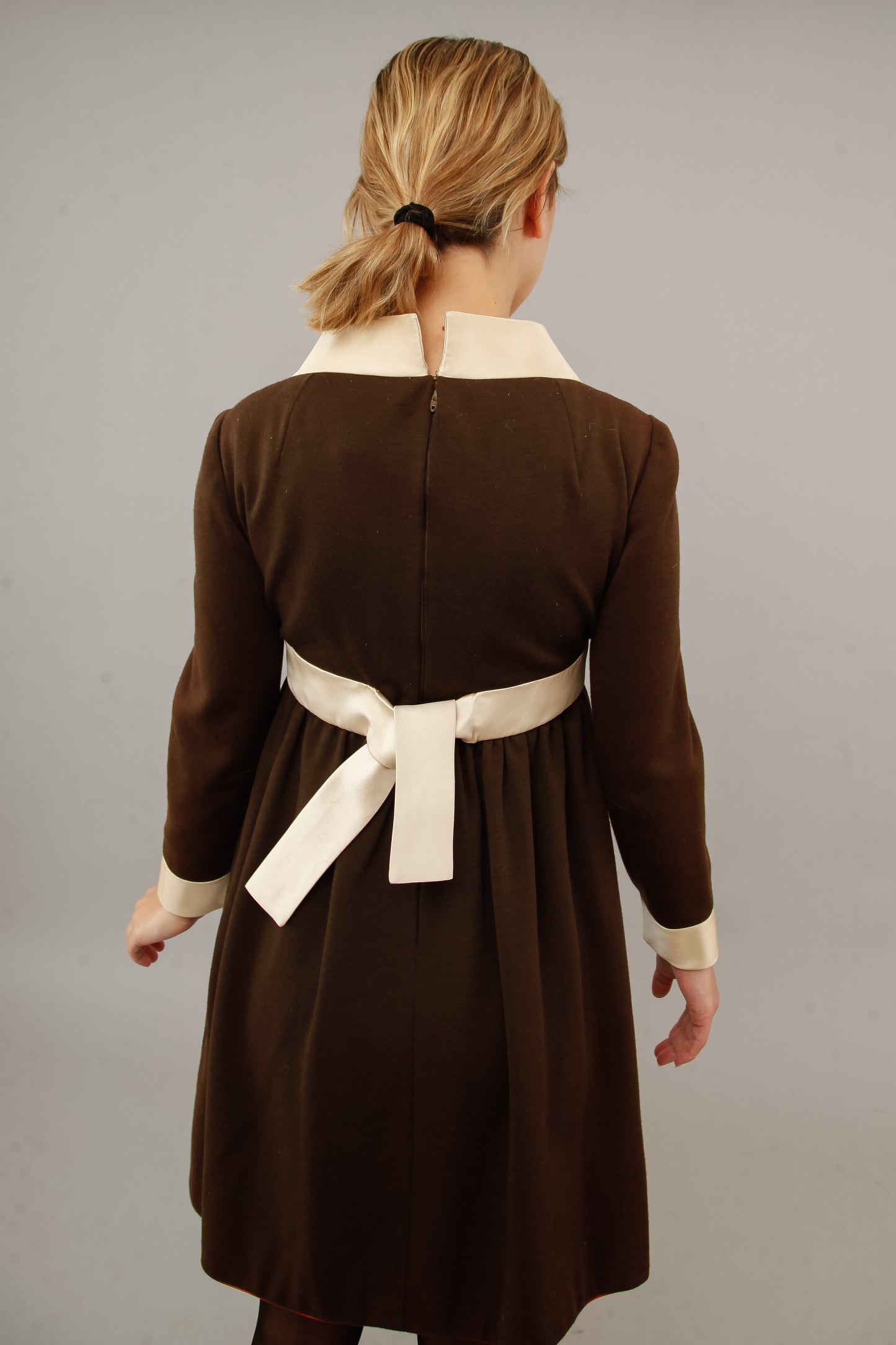 60s Brown Wool Mini Dress