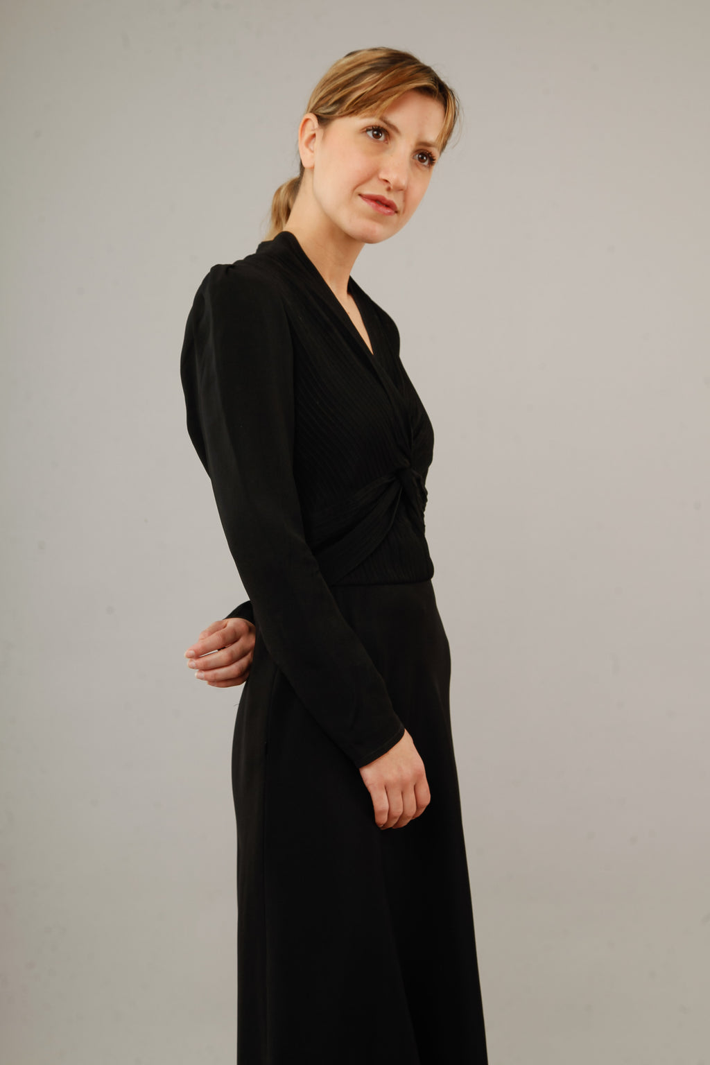 1940 Black Dress with Pintuck Details
