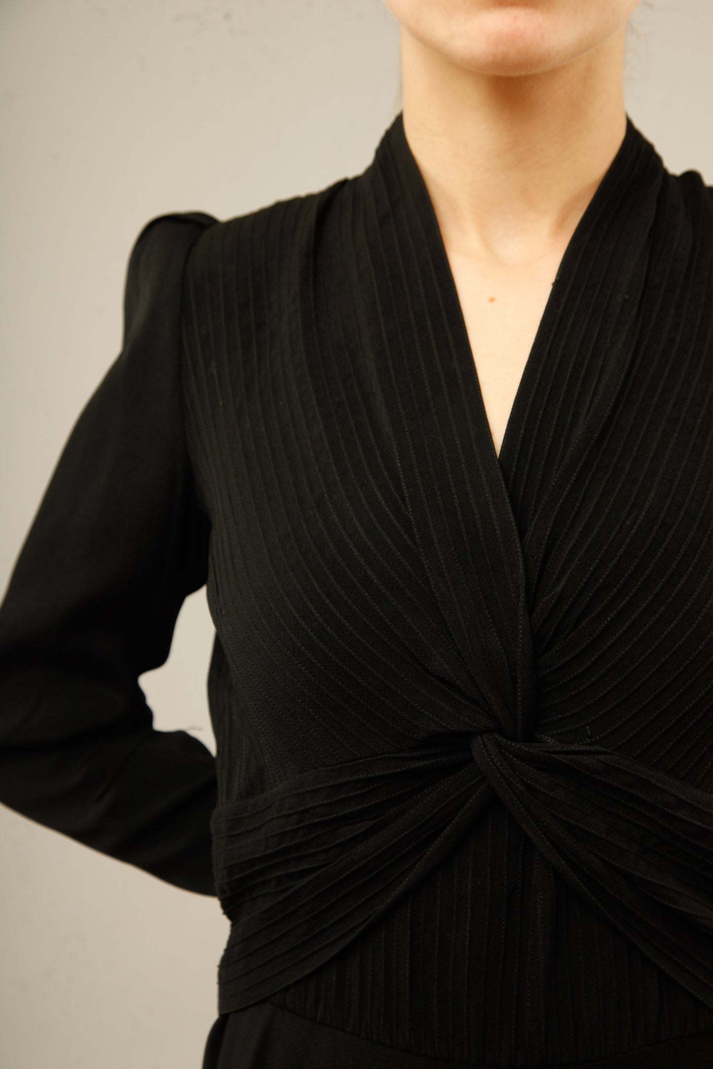 1940 Black Dress with Pintuck Details