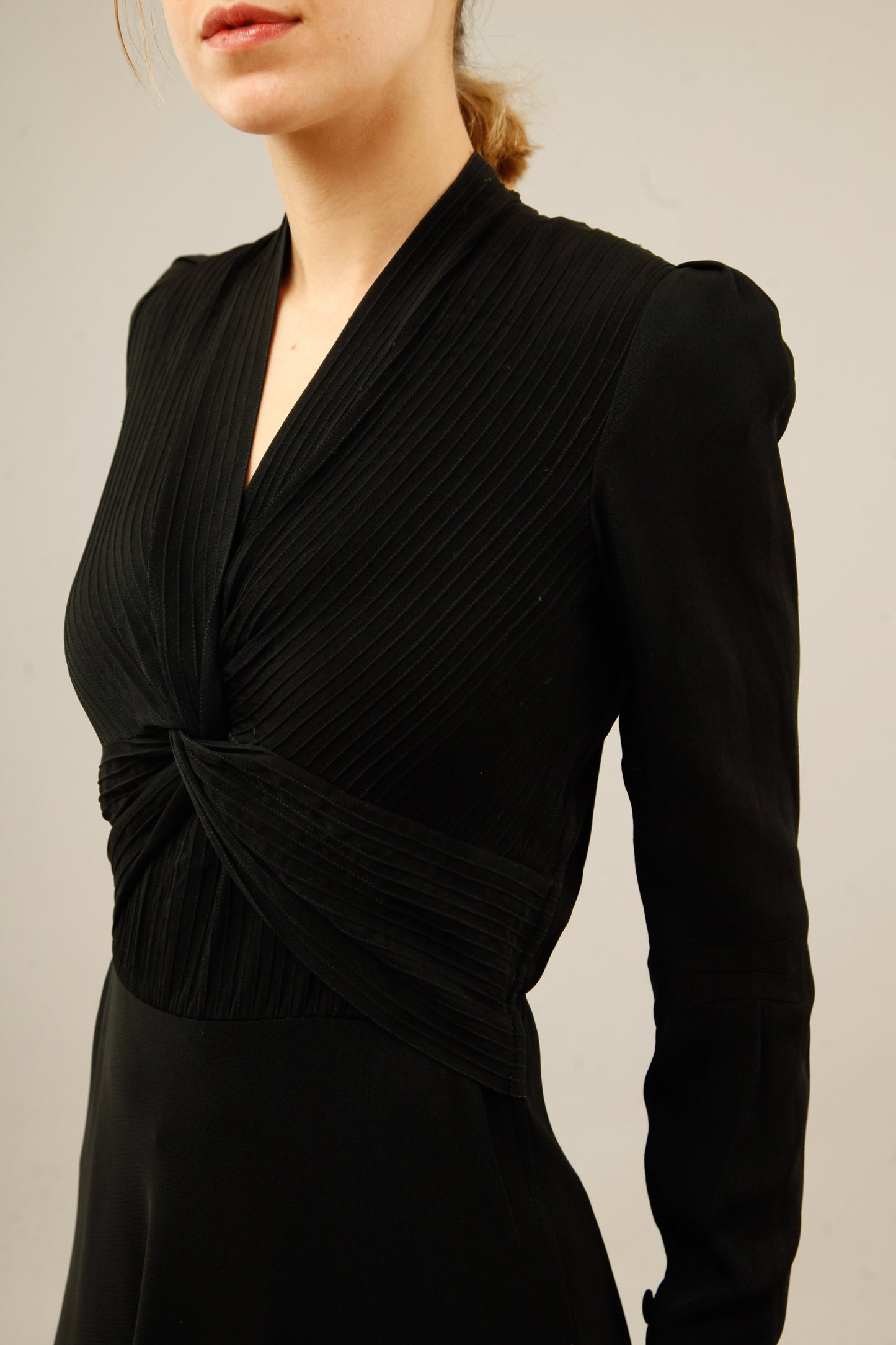 1940 Black Dress with Pintuck Details