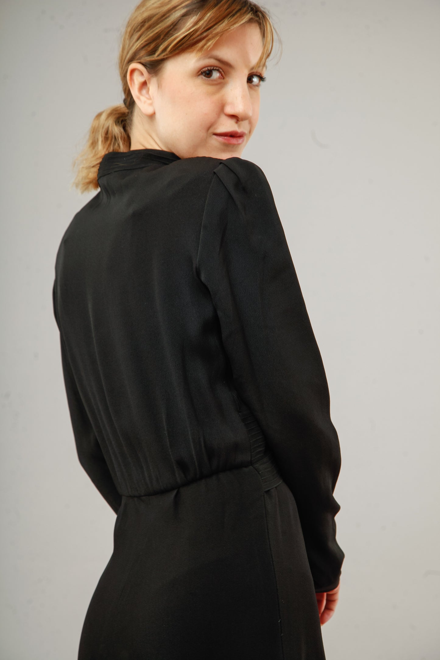 1940 Black Dress with Pintuck Details