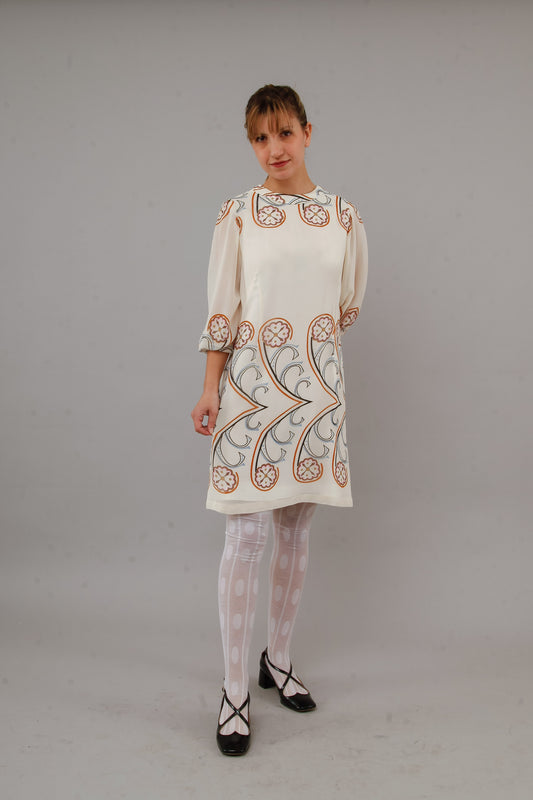 Vicedomini 60s Silk Chiffon Mini Dress