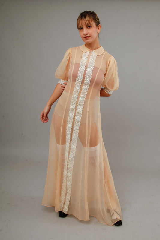 1930 Silk Gauze Afternoon Long Dress