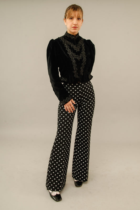Antique Black Victorian Gothic Jacket with Sequins Details