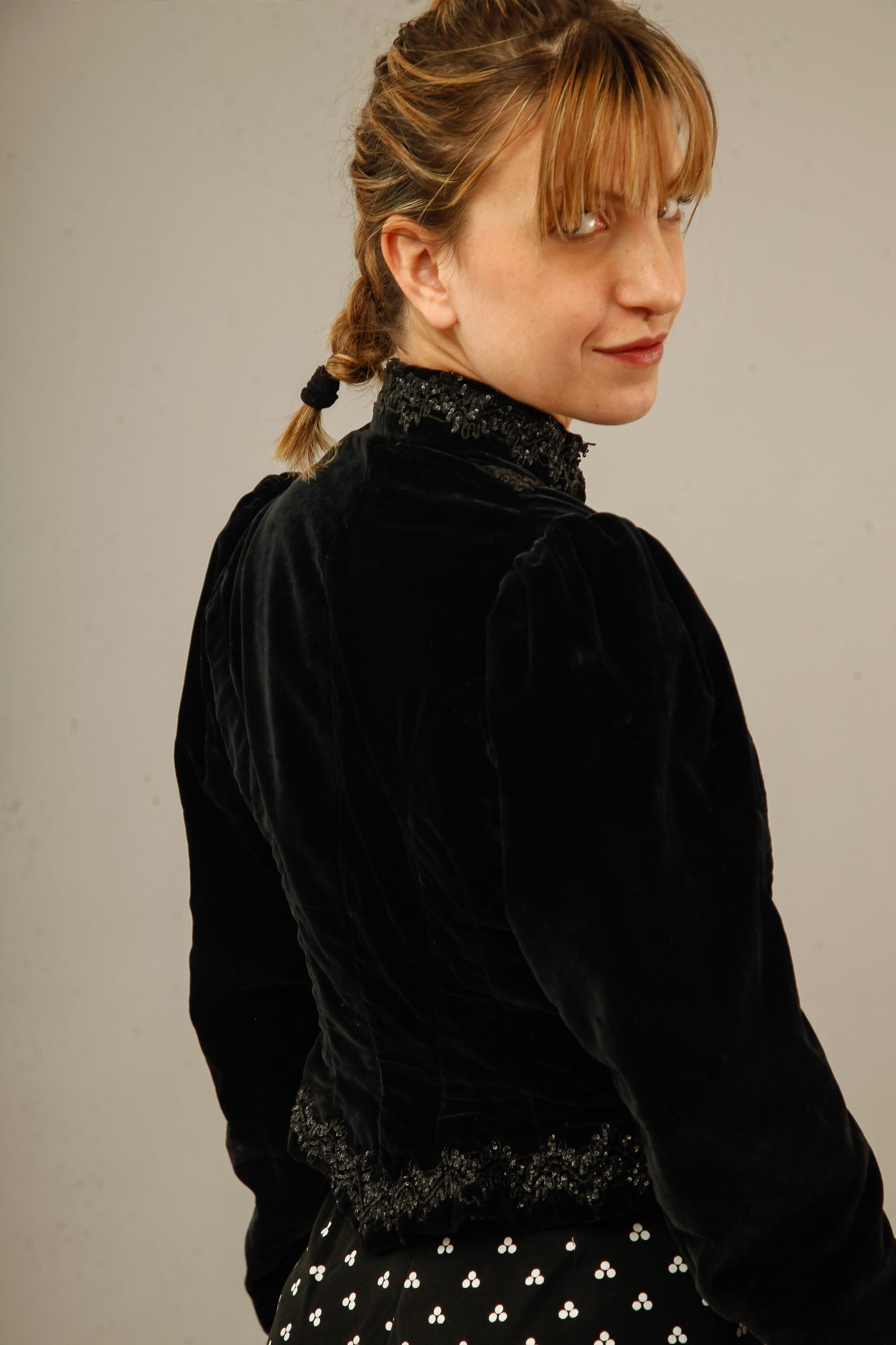 Antique Black Victorian Gothic Jacket with Sequins Details